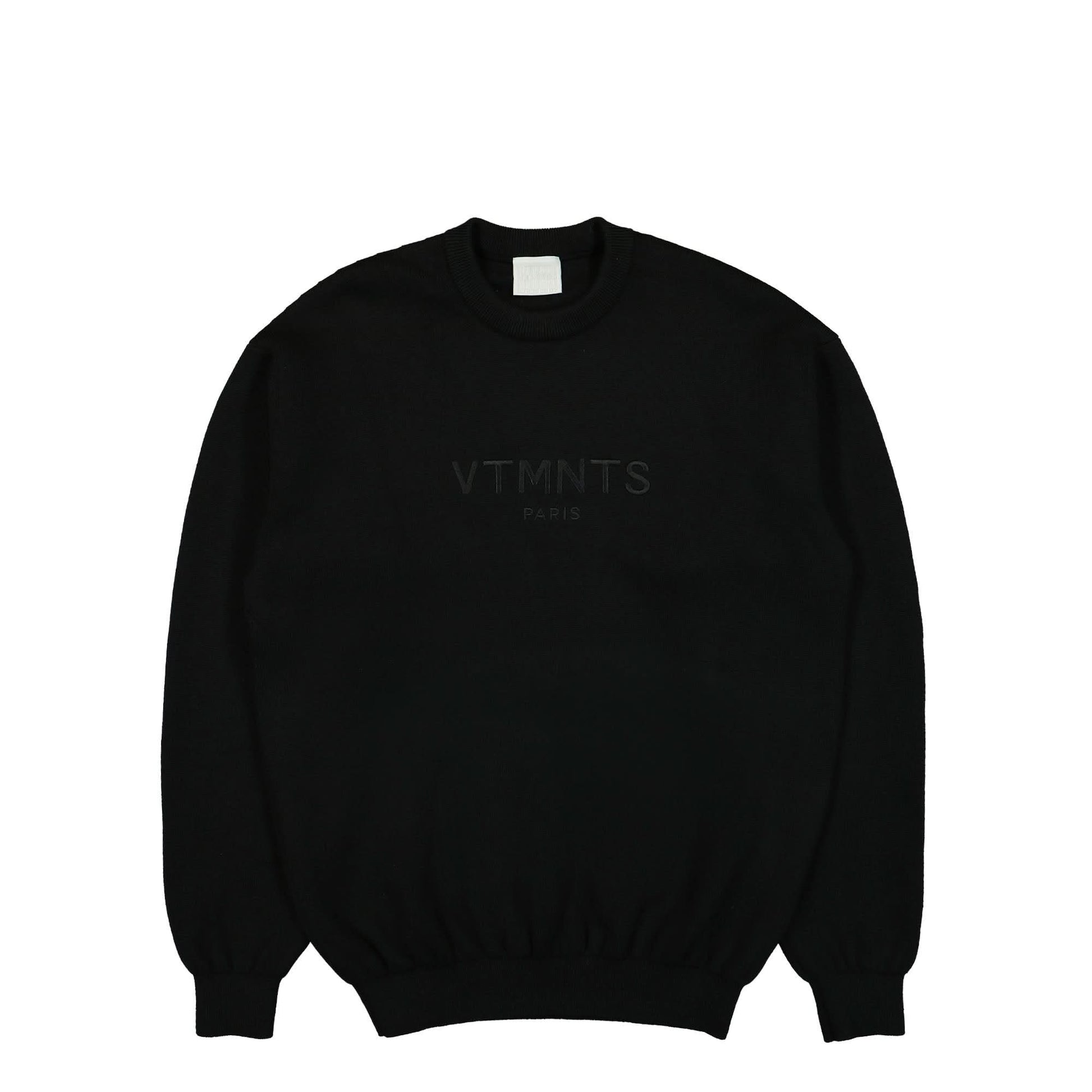 VTMNTS VTMNTS Paris Logo Knitted Sweater Black Detail view 2 | Gate