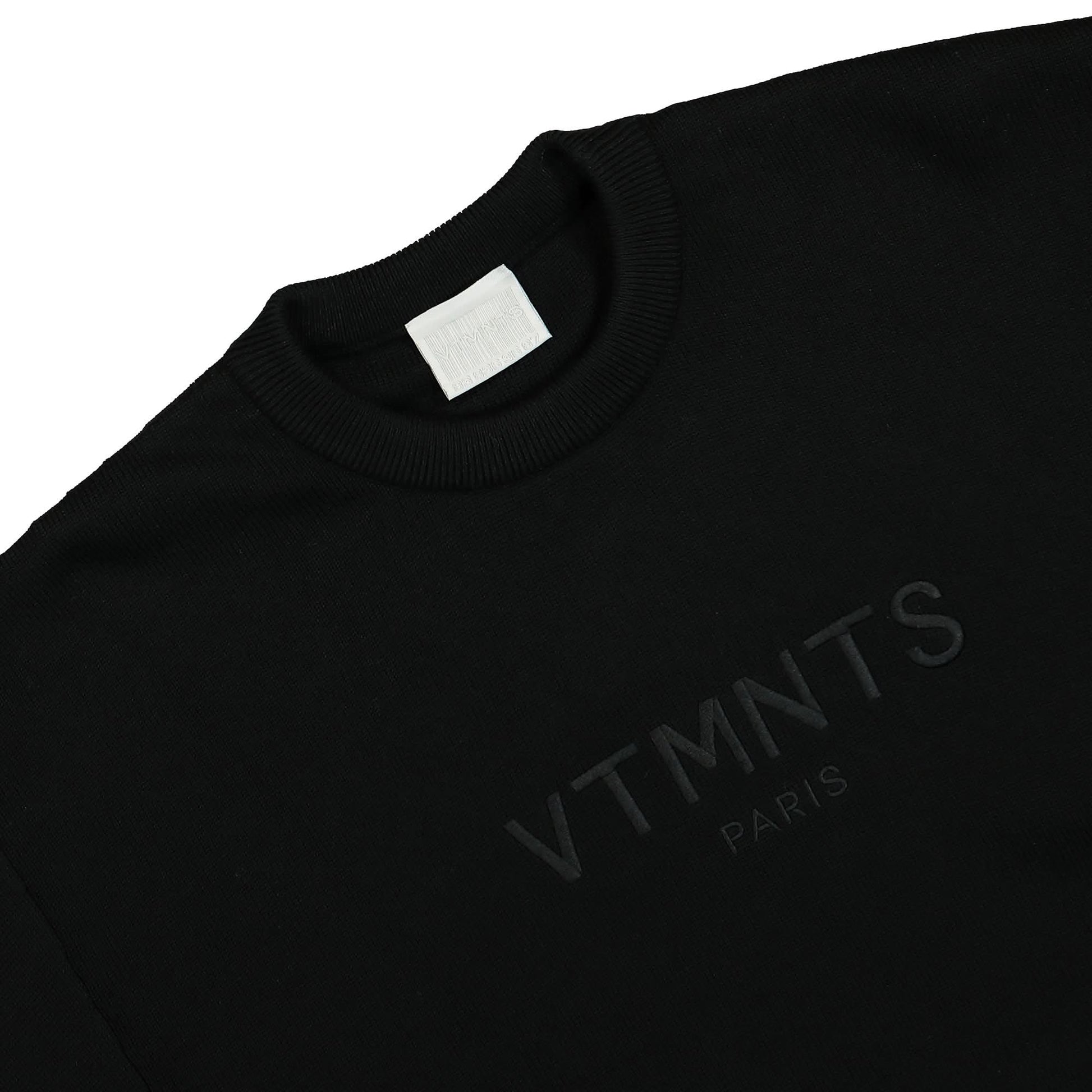 VTMNTS VTMNTS Paris Logo Knitted Sweater Black Detail view 3 | Gate