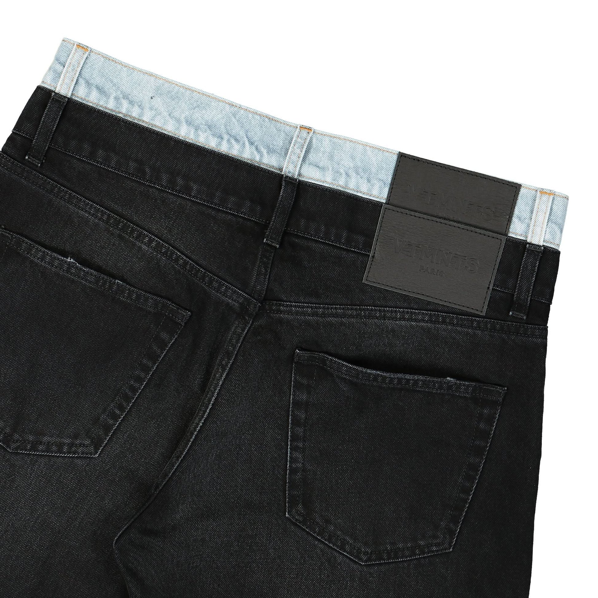 VTMNTS Double Waist Denim Jeans Black Detail view 5 | Gate