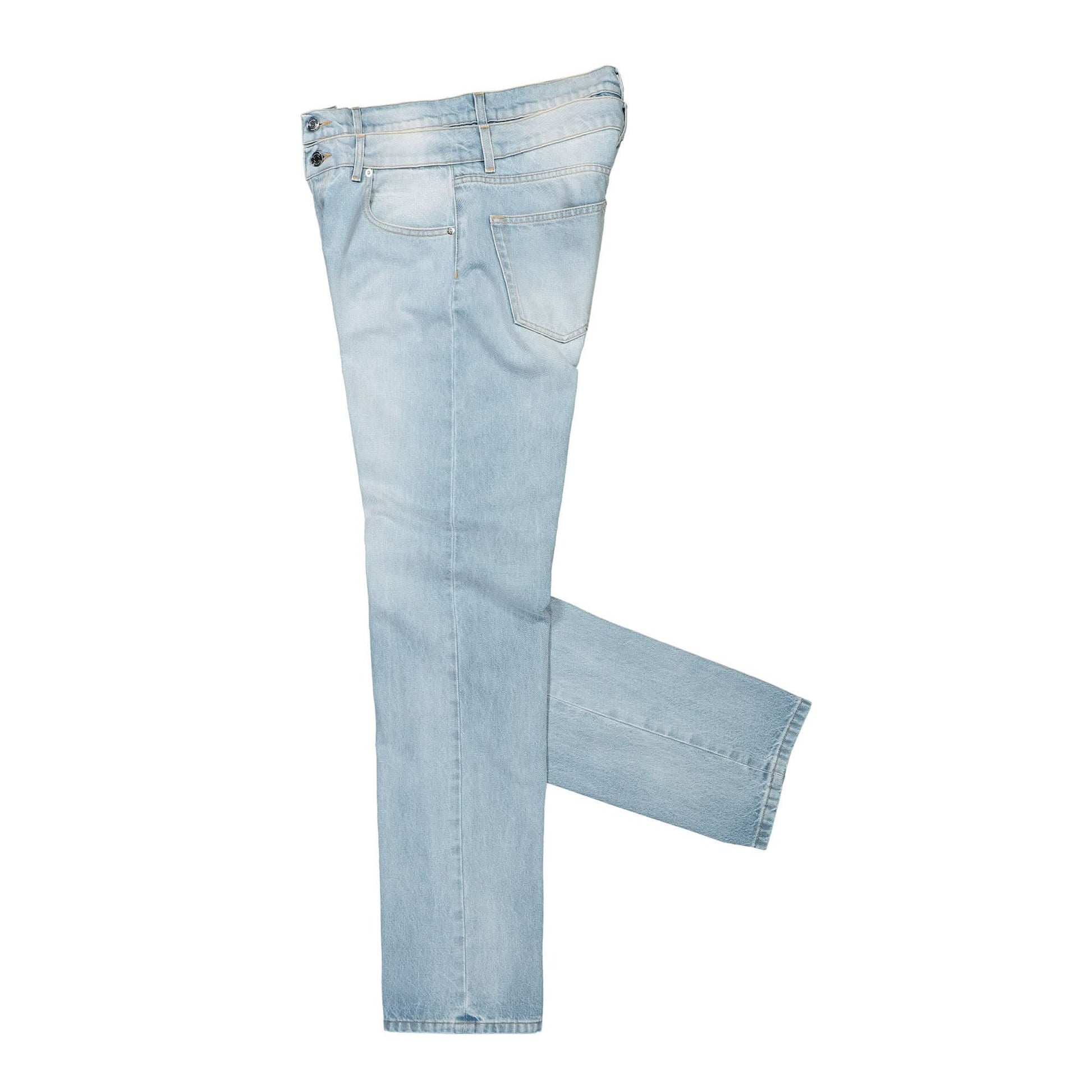 VTMNTS Double Waist Denim Jeans Blue Detail view 3 | Gate