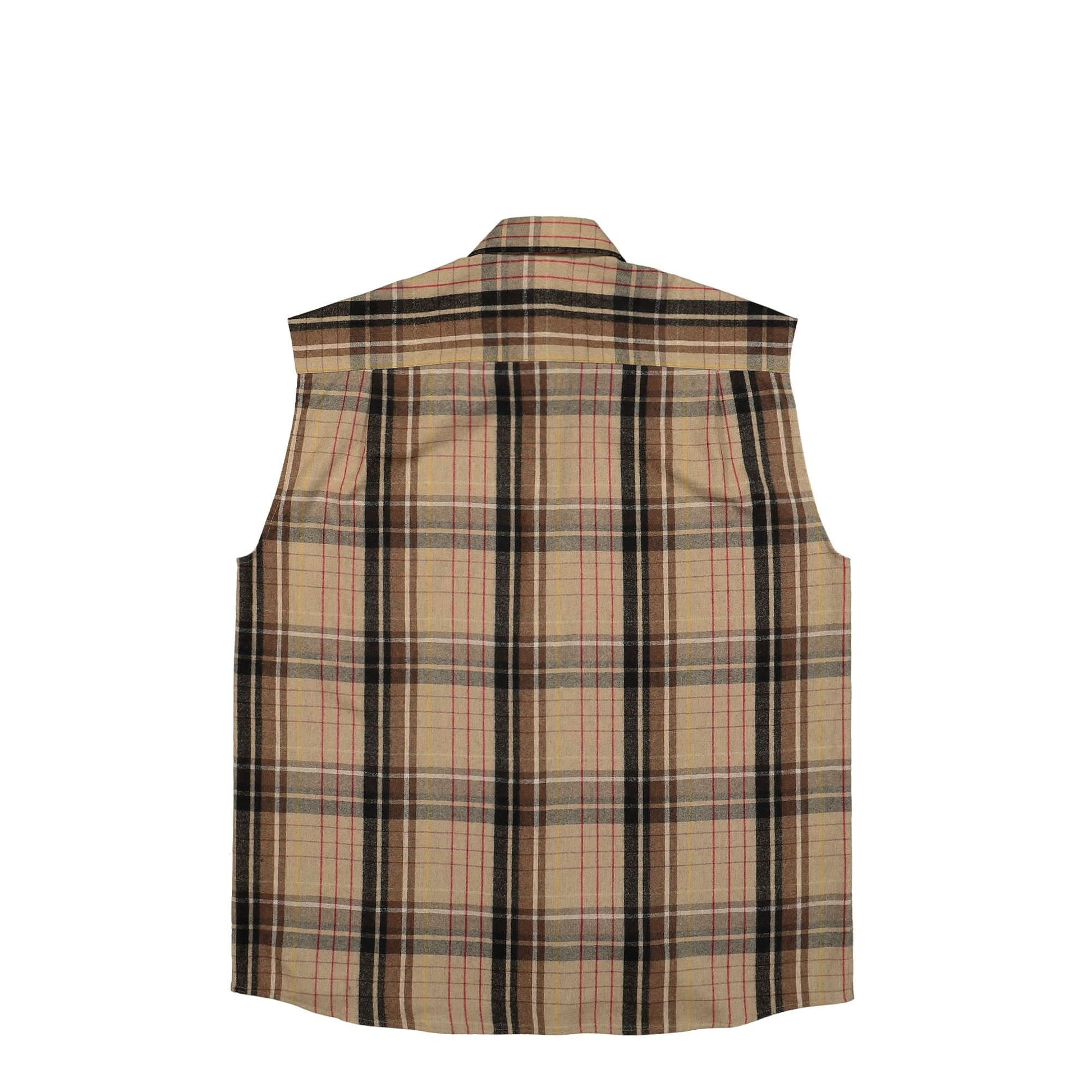 VTMNTS Flannel Sleeveless Shirt Brown Detail view 2 | Gate