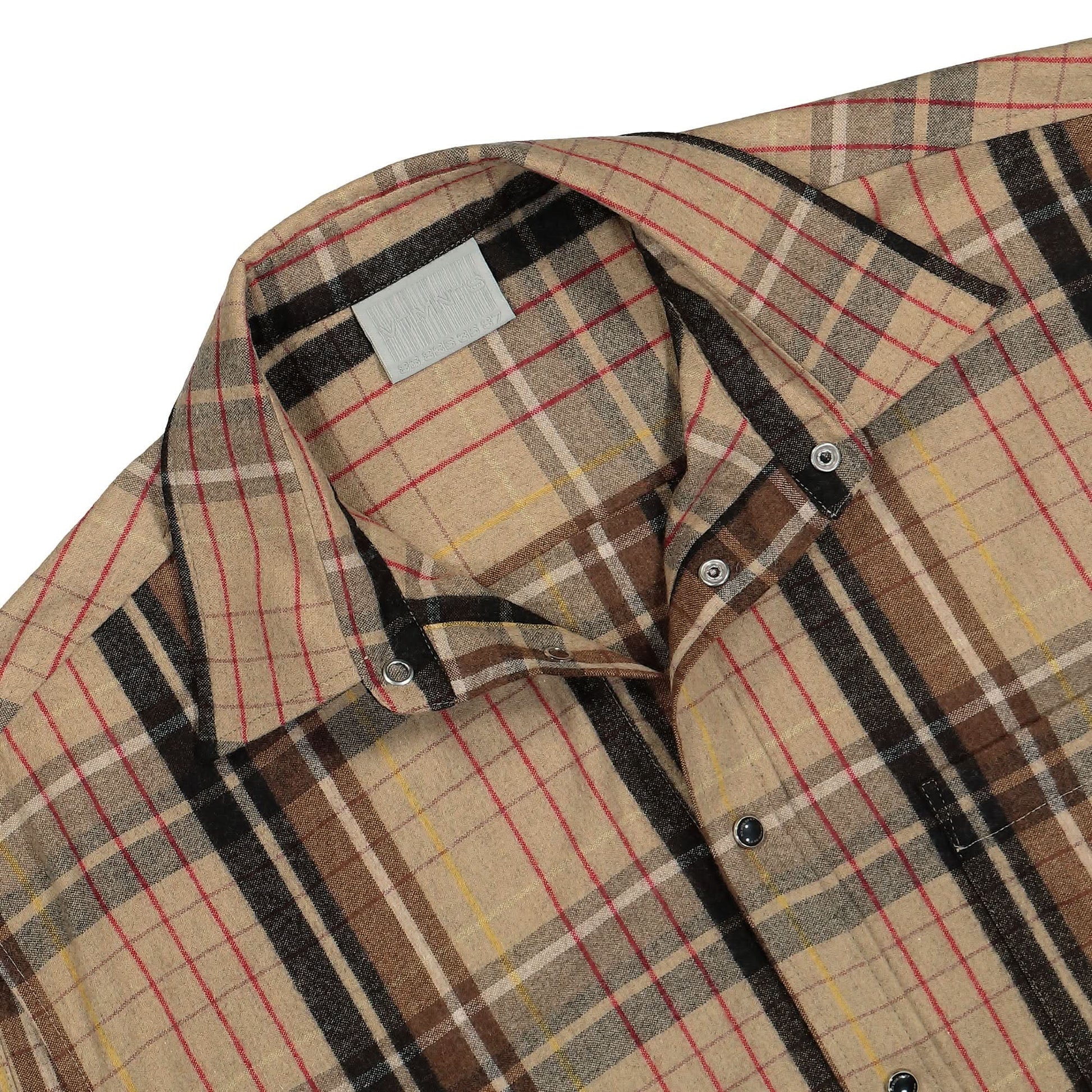 VTMNTS Flannel Sleeveless Shirt Brown Detail view 3 | Gate