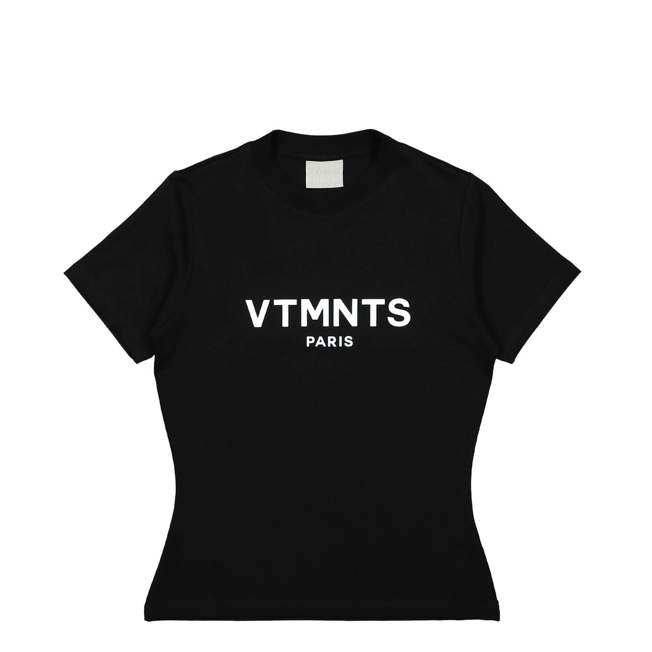 VTMNTS VTMNTS Paris Logo Fitted T-Shirt Black Detail view 1 | Gate