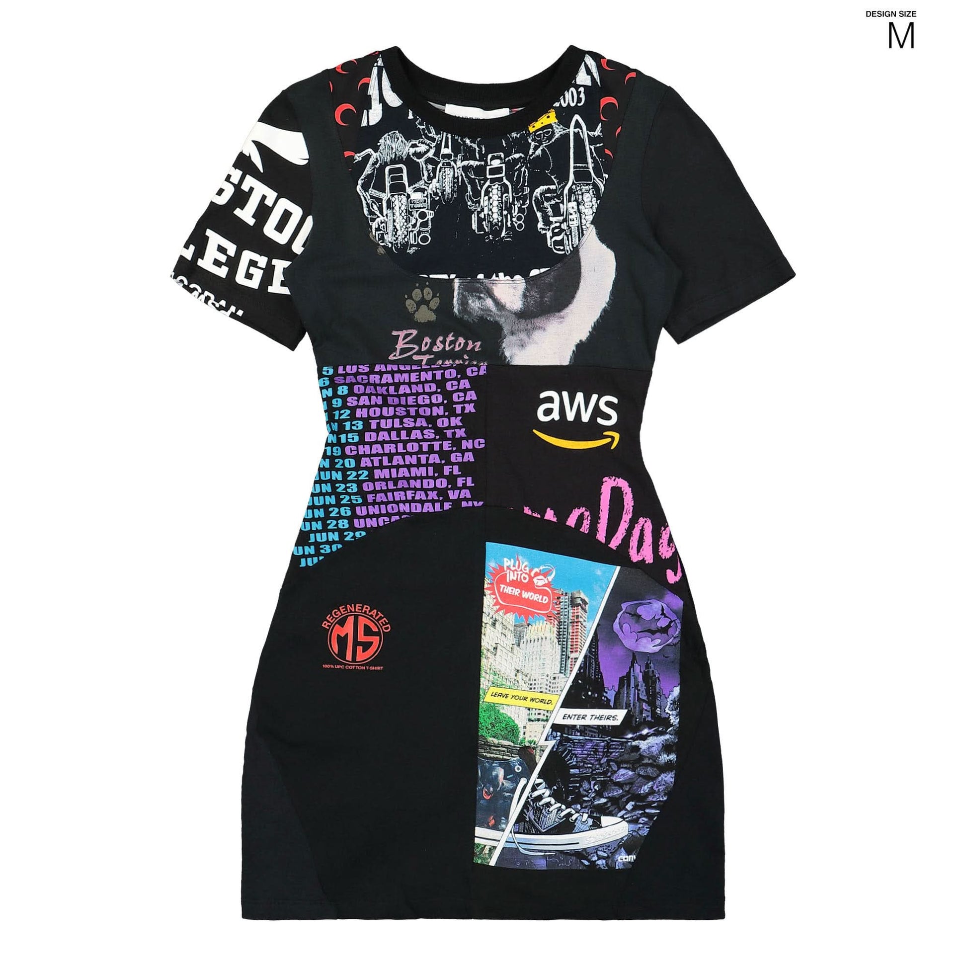 Marine Serre Regenerated Graphic T-Shirts Mini Dress Black Detail view 8 | Gate