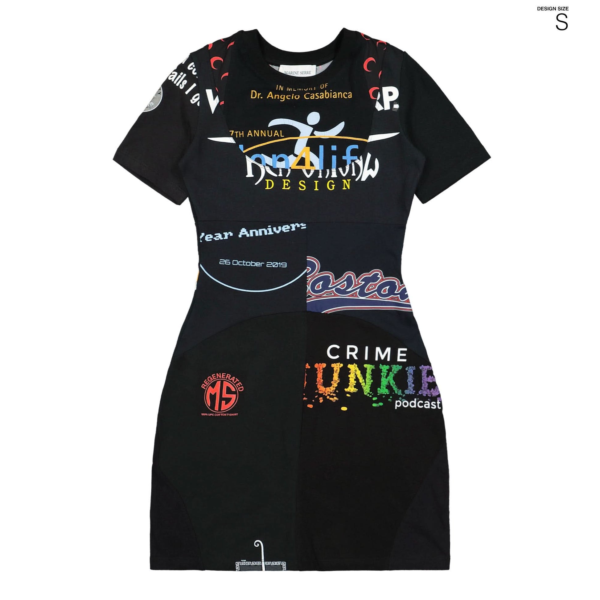 Marine Serre Regenerated Graphic T-Shirts Mini Dress Black Detail view 5 | Gate