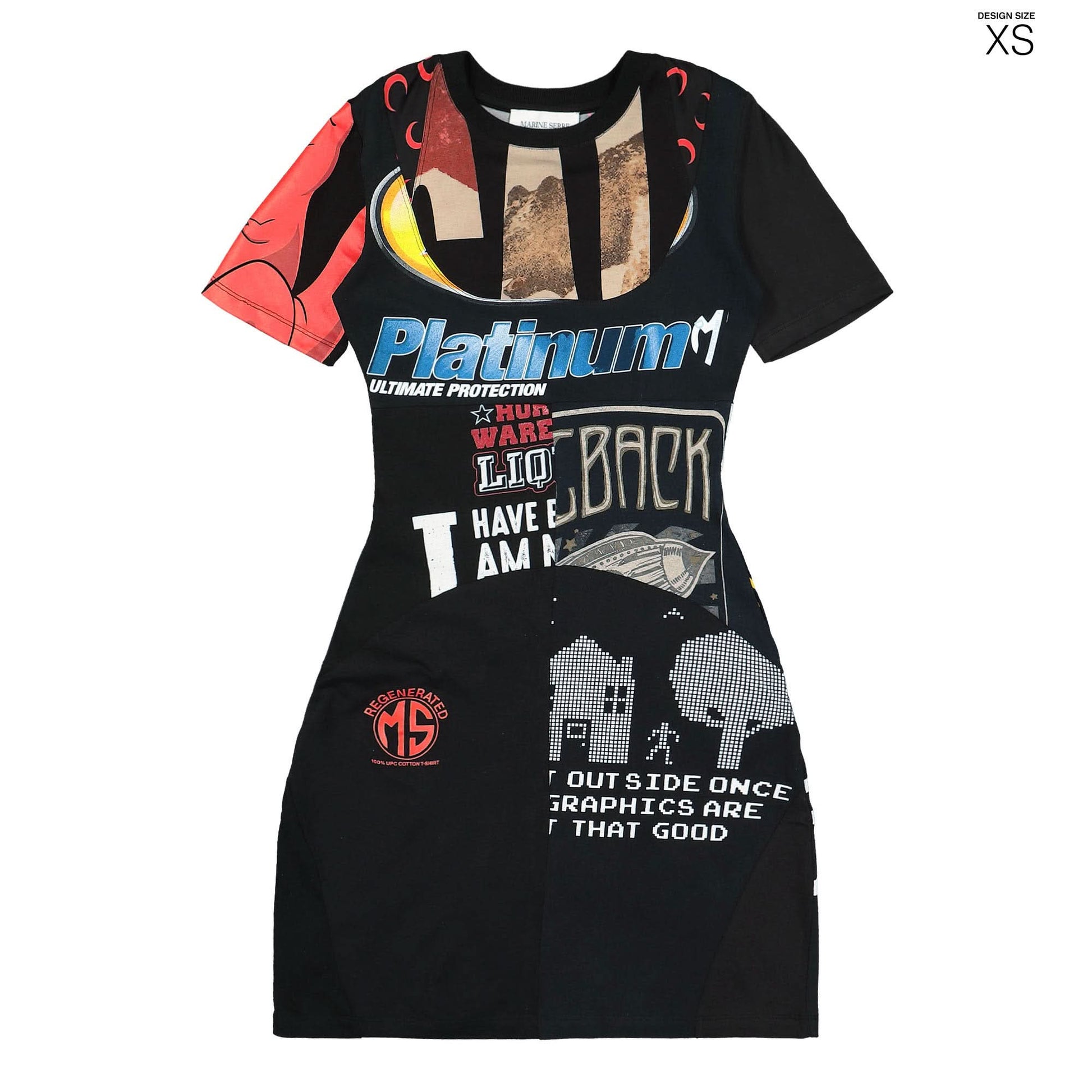 Marine Serre Regenerated Graphic T-Shirts Mini Dress Black Detail view 1 | Gate