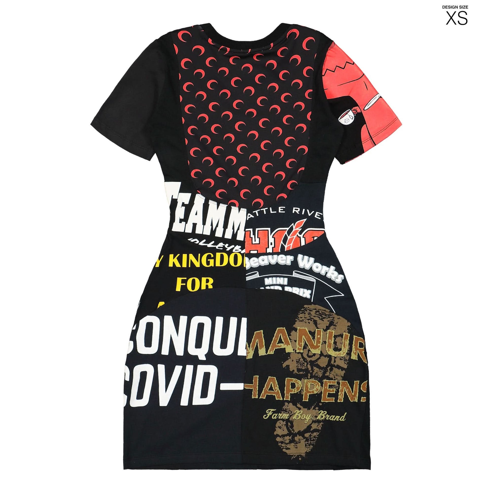 Marine Serre Regenerated Graphic T-Shirts Mini Dress Black Detail view 3 | Gate