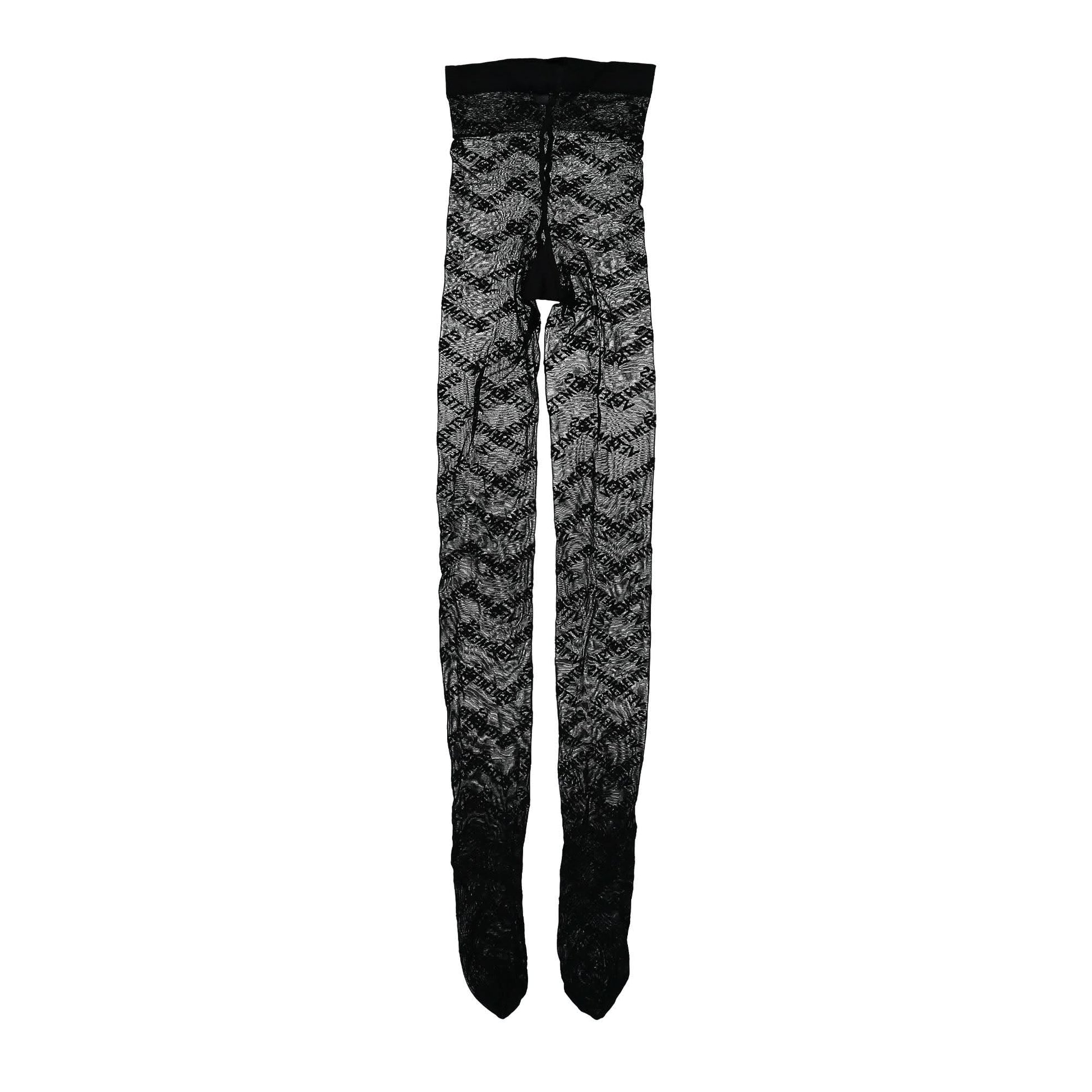 VETEMENTS Monogram Stockings Black Detail view 2 | Gate