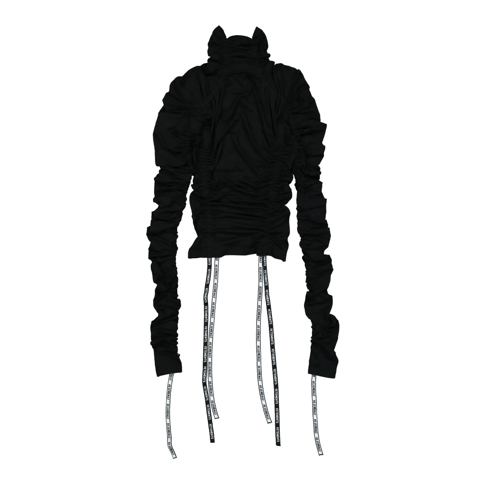 VETEMENTS Gathered Jersey Crop Top Black Detail view 1 | Gate