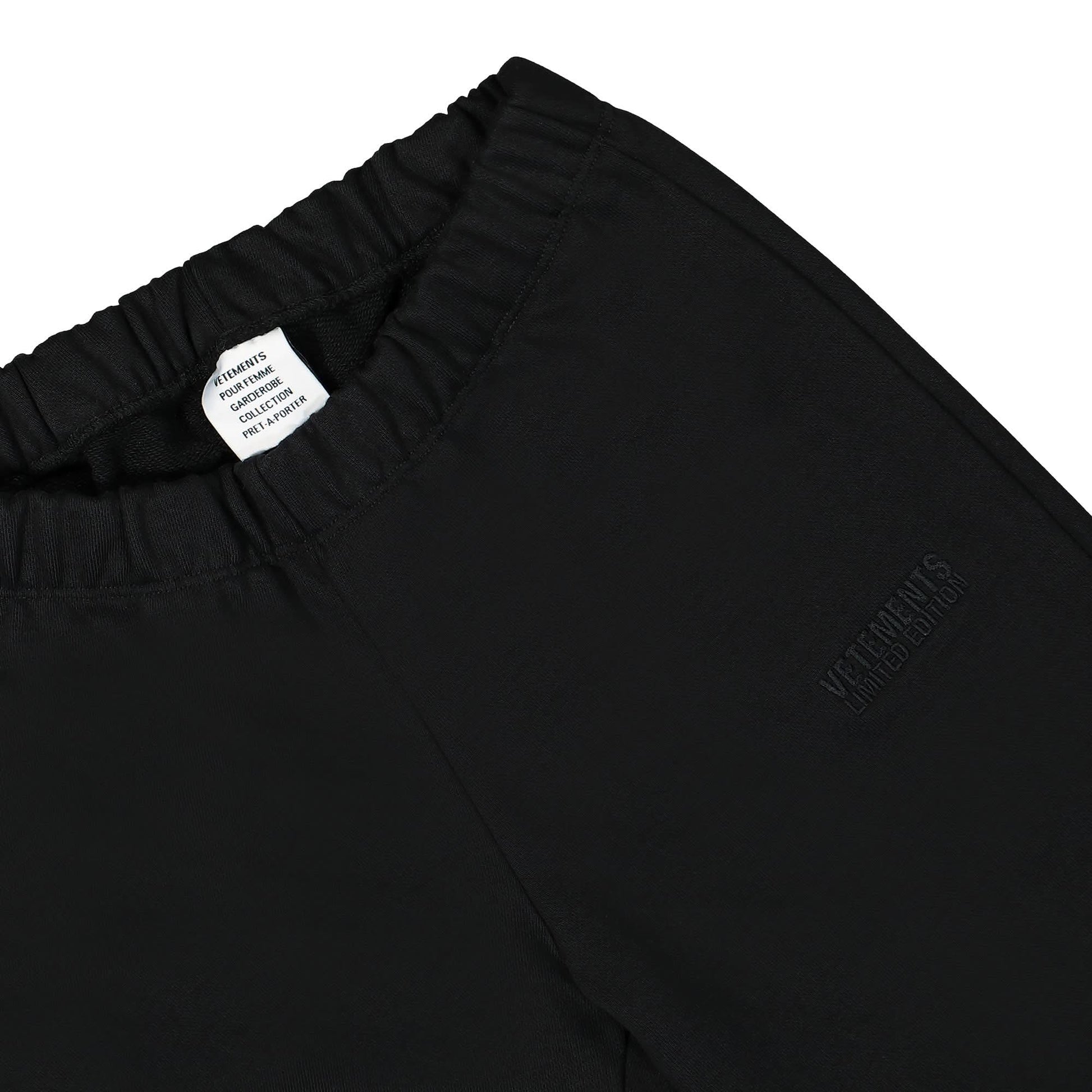 VETEMENTS Extreme Flared Sweatpants 1302 Molleton Black Detail view 4 | Gate