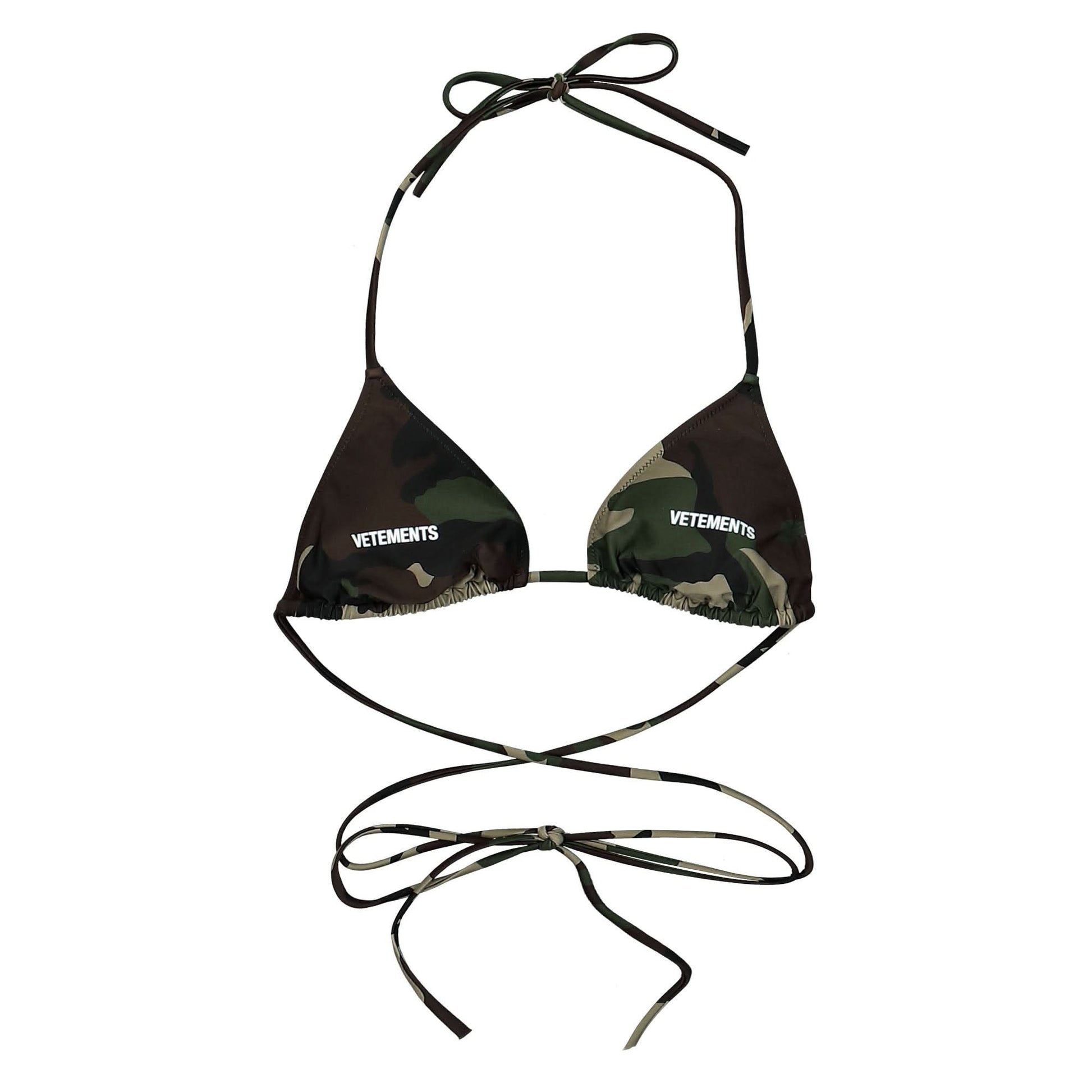 VETEMENTS Logo Bikini Top Lycra 53986 Camouflage Detail view 1 | Gate