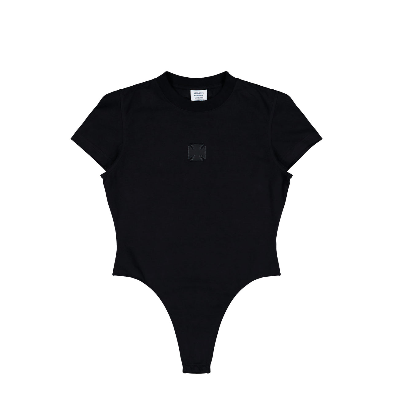 VETEMENTS Leather Cross T-Shirt Body Black Bodies & Bodysuits WE76BD537B Detail View 1 | GATE