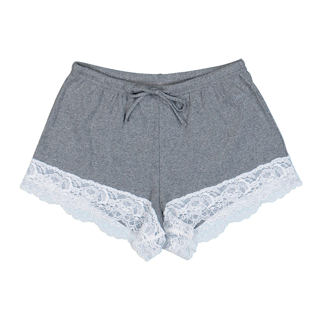 VETEMENTS Lace Mini Shorts Grey Melange Shorts WE76SS426G Detail View 1 | GATE