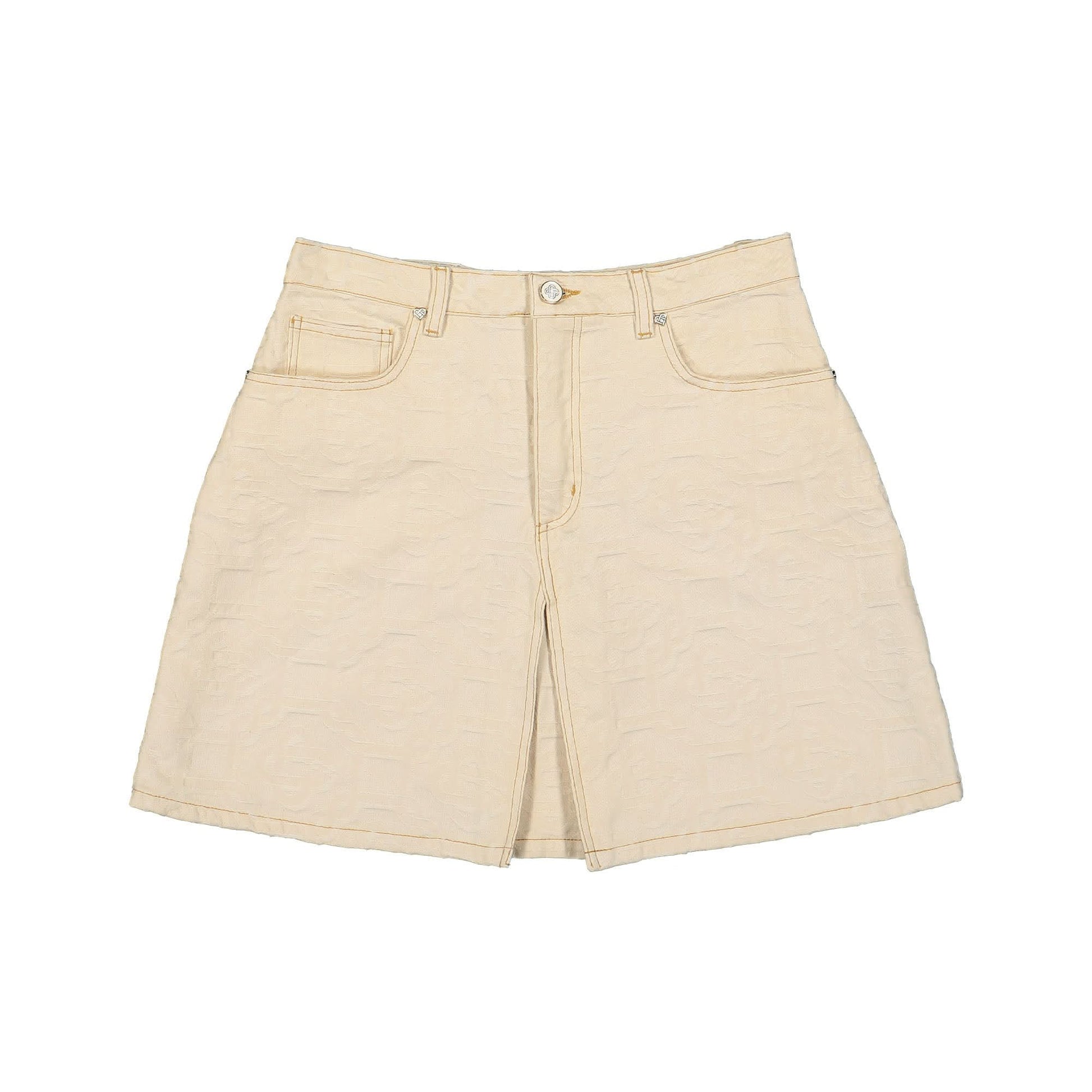 Casablanca Monogram Jacquard Denim Skirt Beige Detail view 1 | Gate