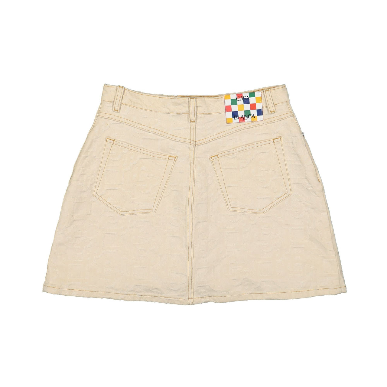Casablanca Monogram Jacquard Denim Skirt Beige Detail view 1 | Gate