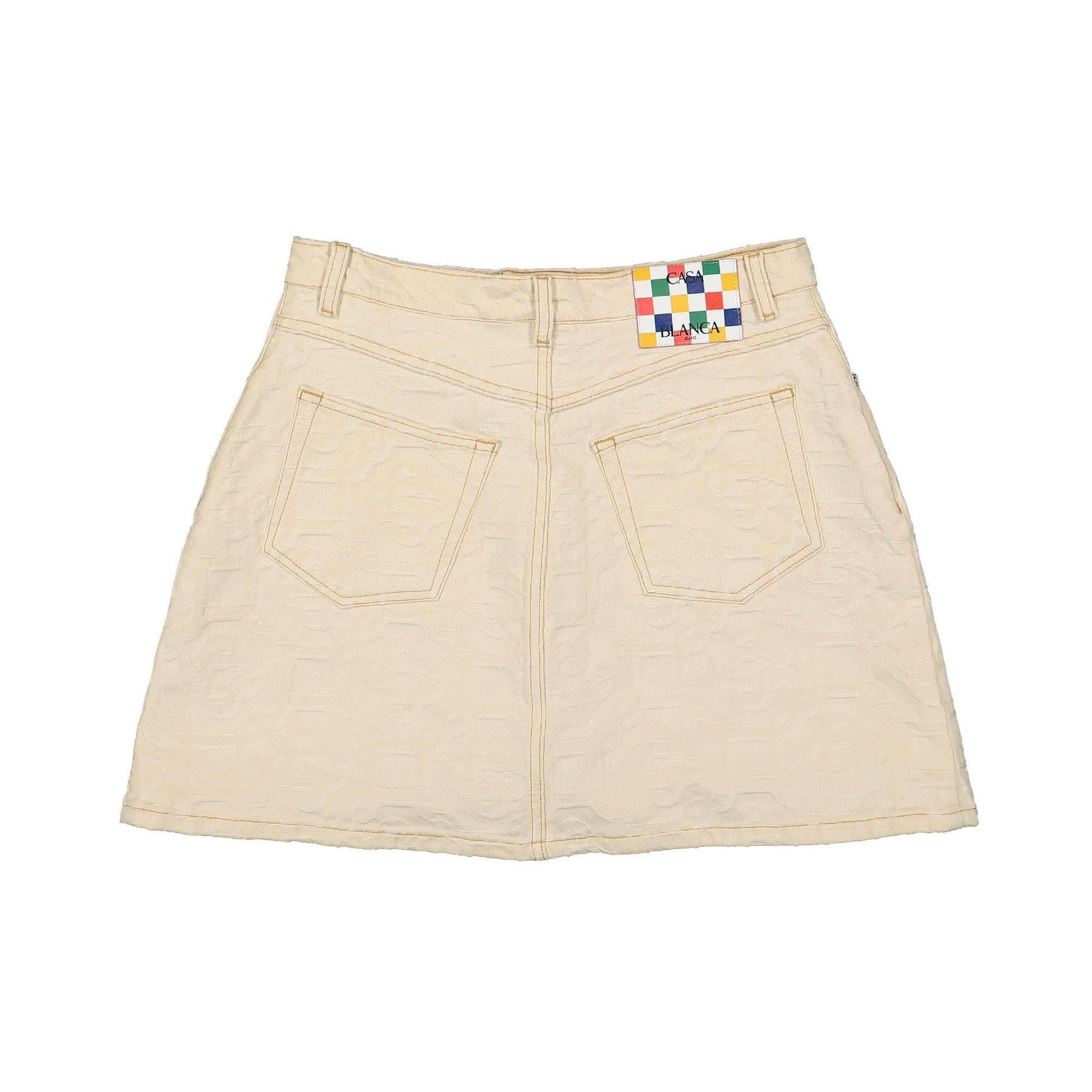 Casablanca Monogram Jacquard Denim Skirt Beige Detail view 3 | Gate