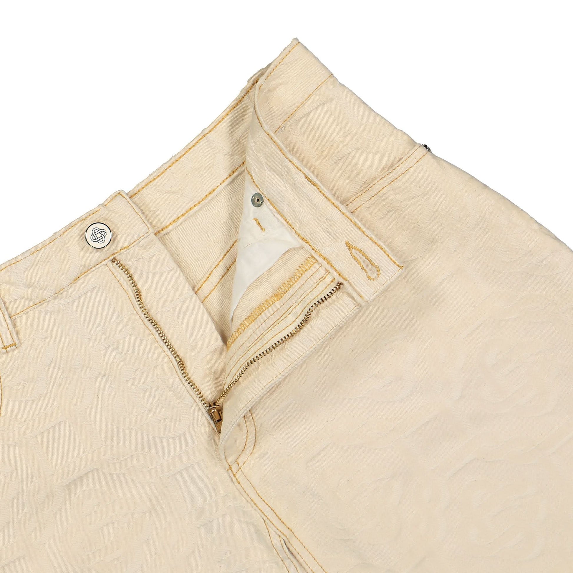 Casablanca Monogram Jacquard Denim Skirt Beige Detail view 4 | Gate
