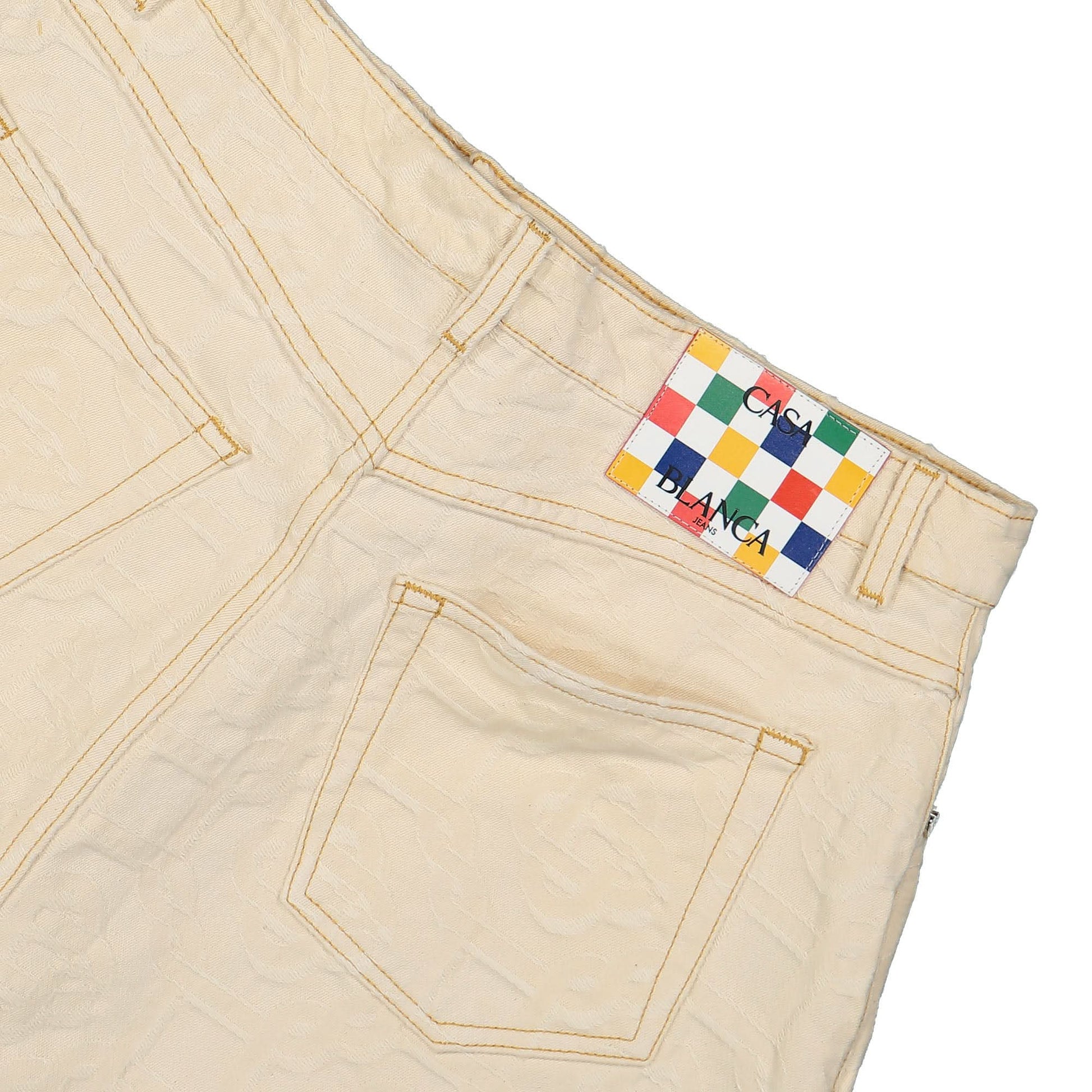 Casablanca Monogram Jacquard Denim Skirt Beige Detail view 5 | Gate