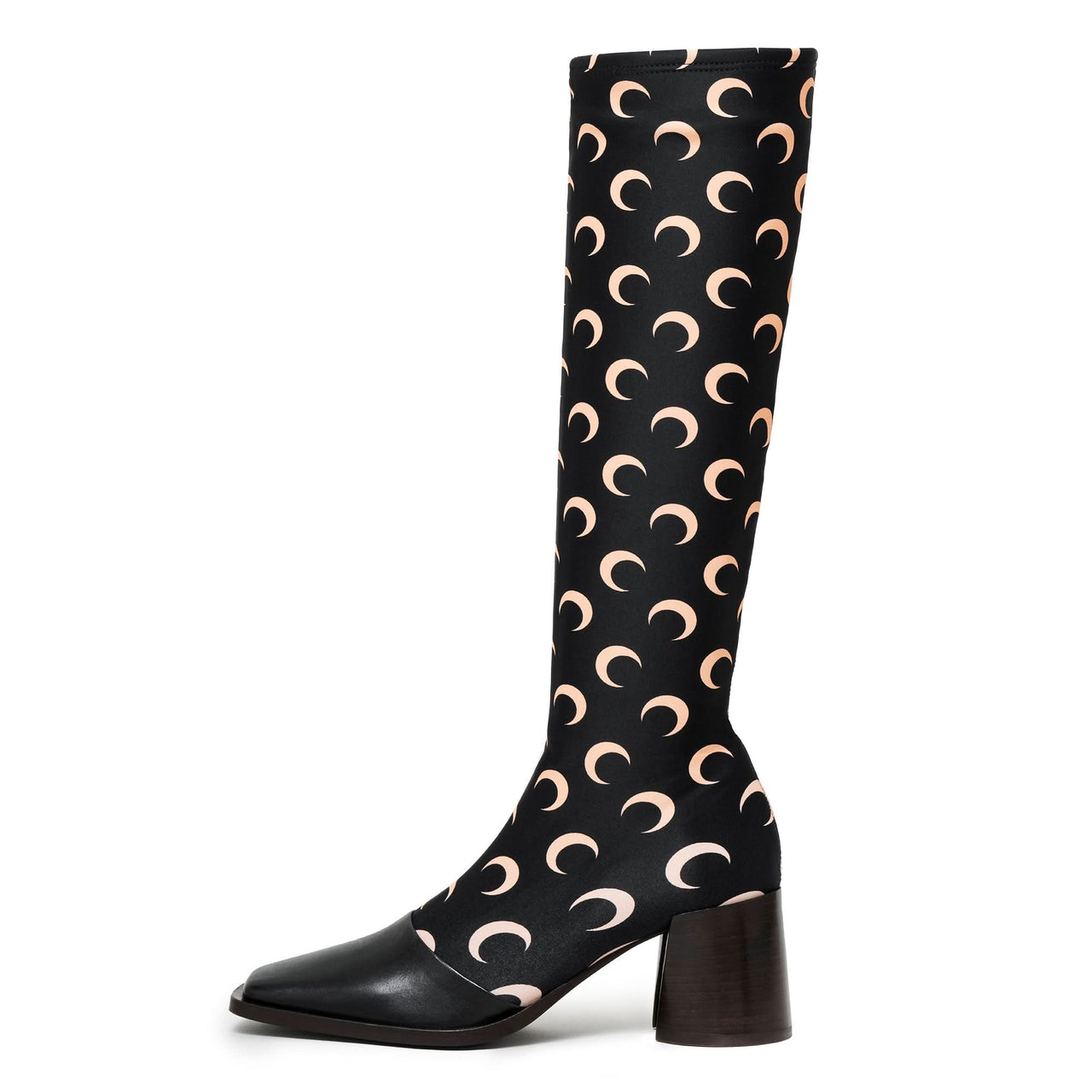 Marine Serre Regenerated All Over Moon Jersey Knee-High Boots Black Boots Detail view 1 | Gate