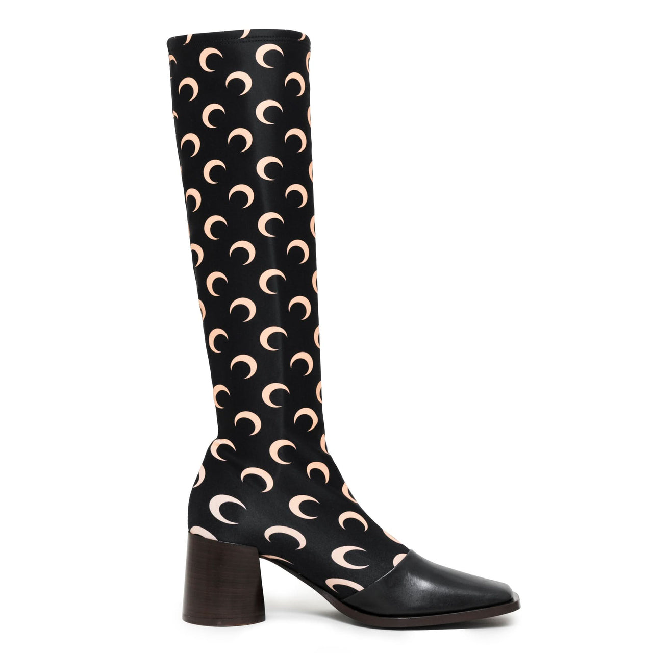 Marine Serre Regenerated All Over Moon Jersey Knee-High Boots Black Boots Detail view 1 | Gate