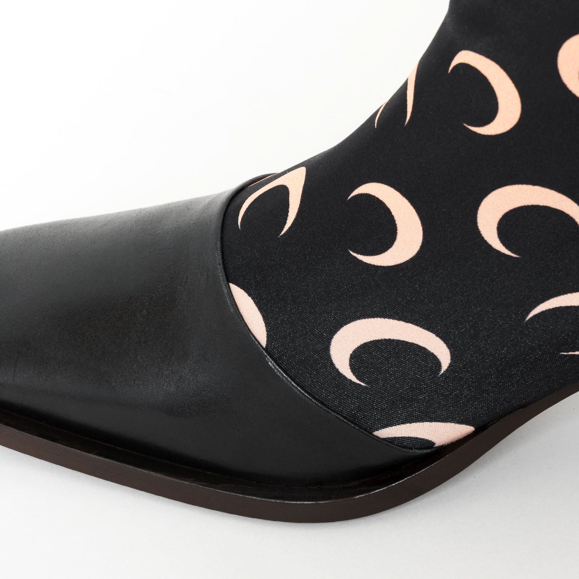 Marine Serre Regenerated All Over Moon Jersey Knee-High Boots Black Boots Detail view 6 | Gate