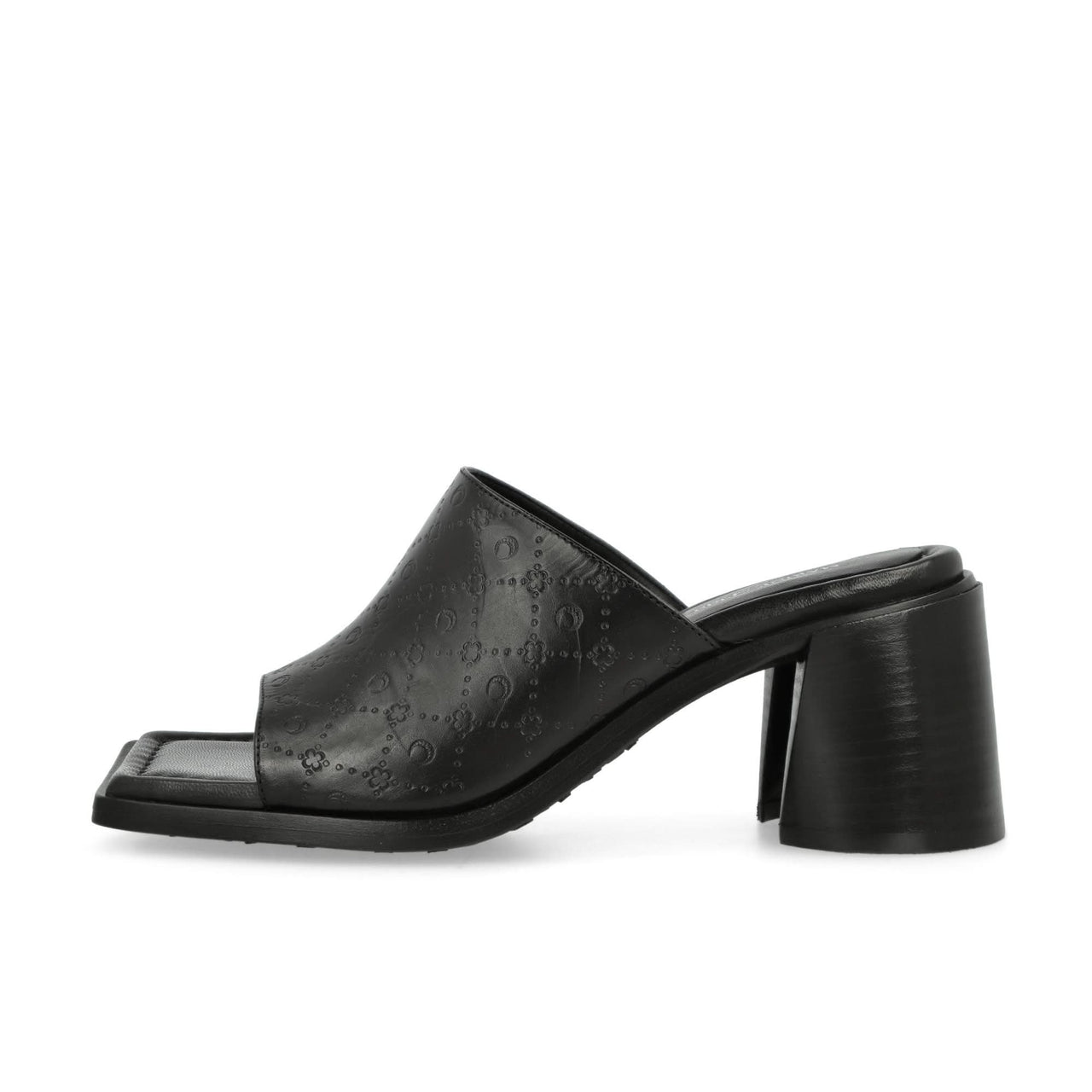 Marine Serre Embossed Leather MS Mule Black Heels Detail view 1 | Gate