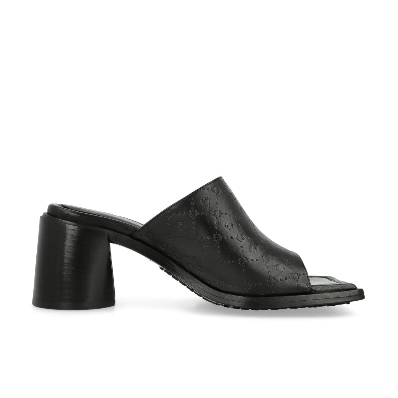 Marine Serre Embossed Leather MS Mule Black Heels Detail view 1 | Gate