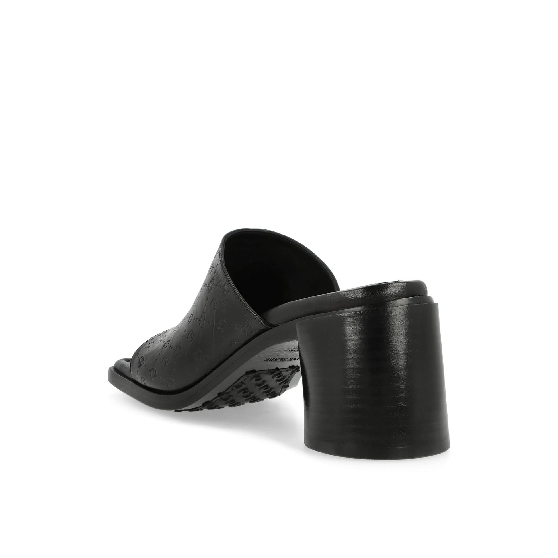 Marine Serre Embossed Leather MS Mule Black Heels Detail view 3 | Gate