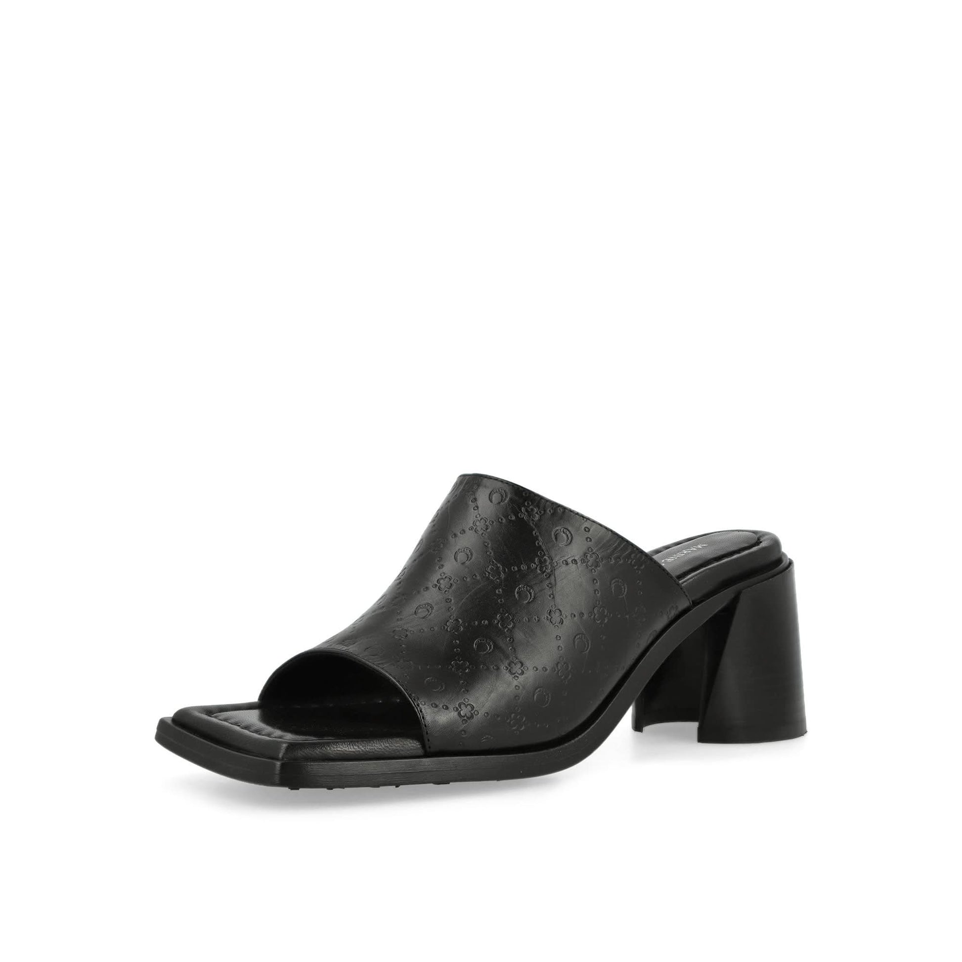 Marine Serre Embossed Leather MS Mule Black Heels Detail view 4 | Gate