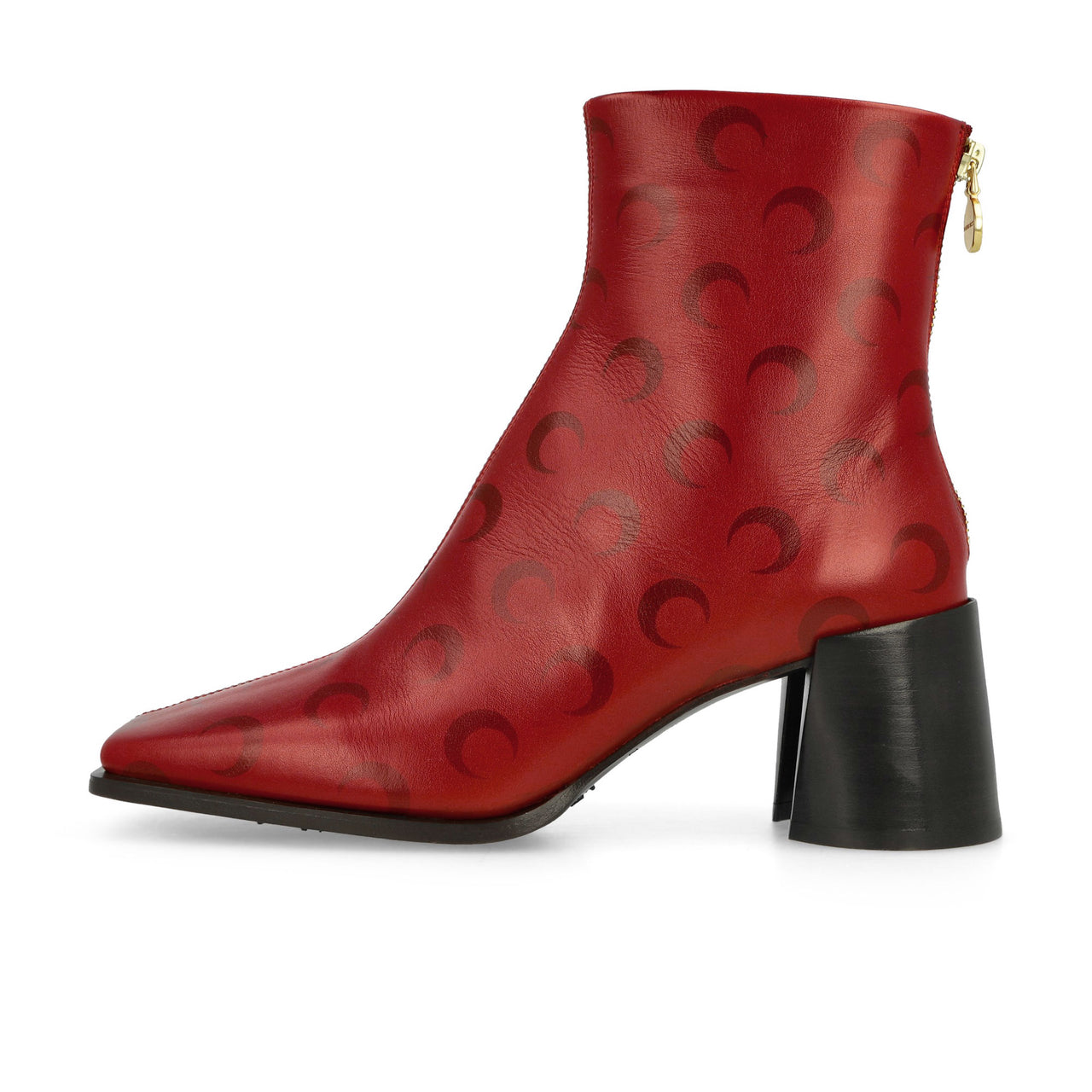 Marine Serre Moon Airbrushed Leather MS Block Red Boots Detail view 1 | Gate