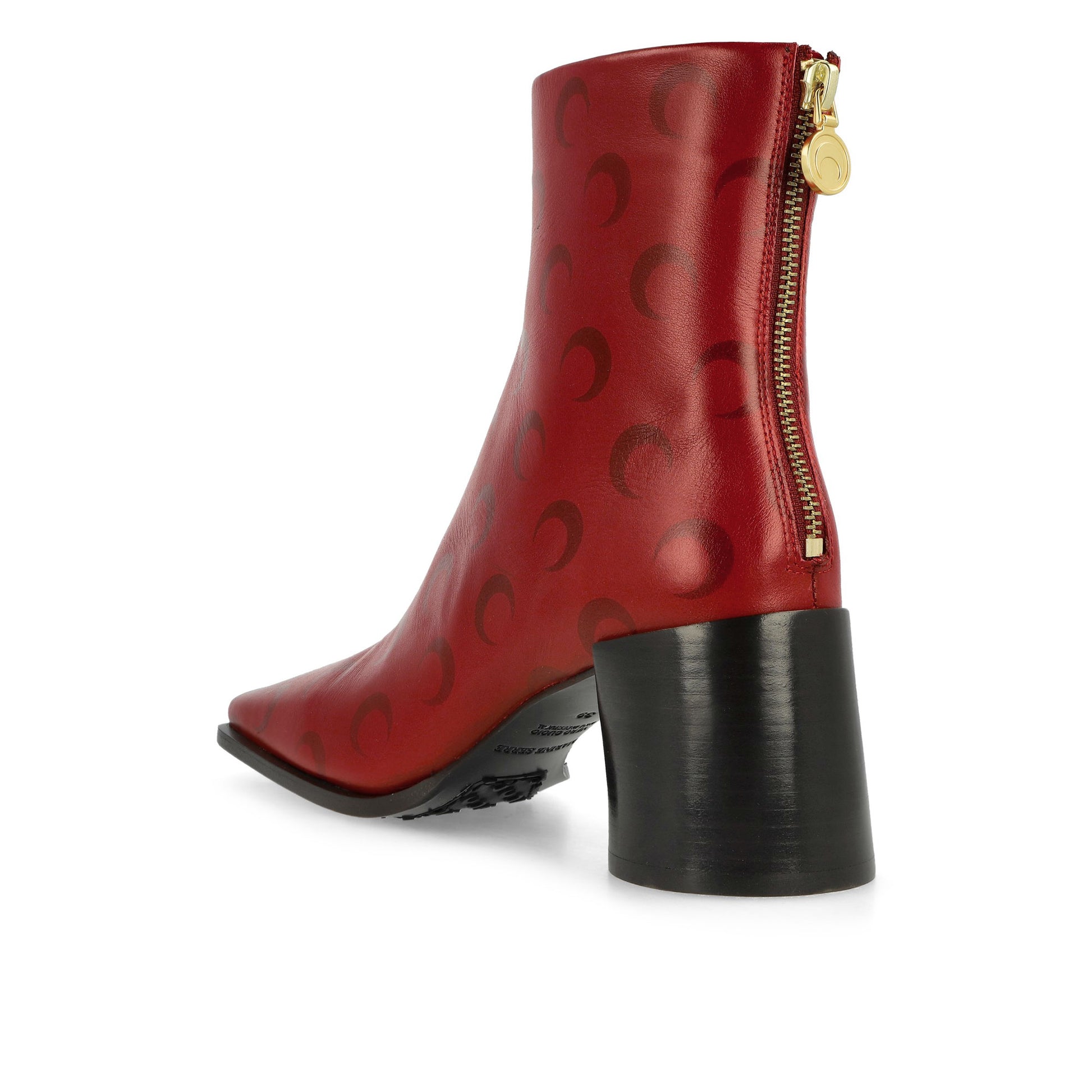 Marine Serre Moon Airbrushed Leather MS Block Red Boots Detail view 3 | Gate