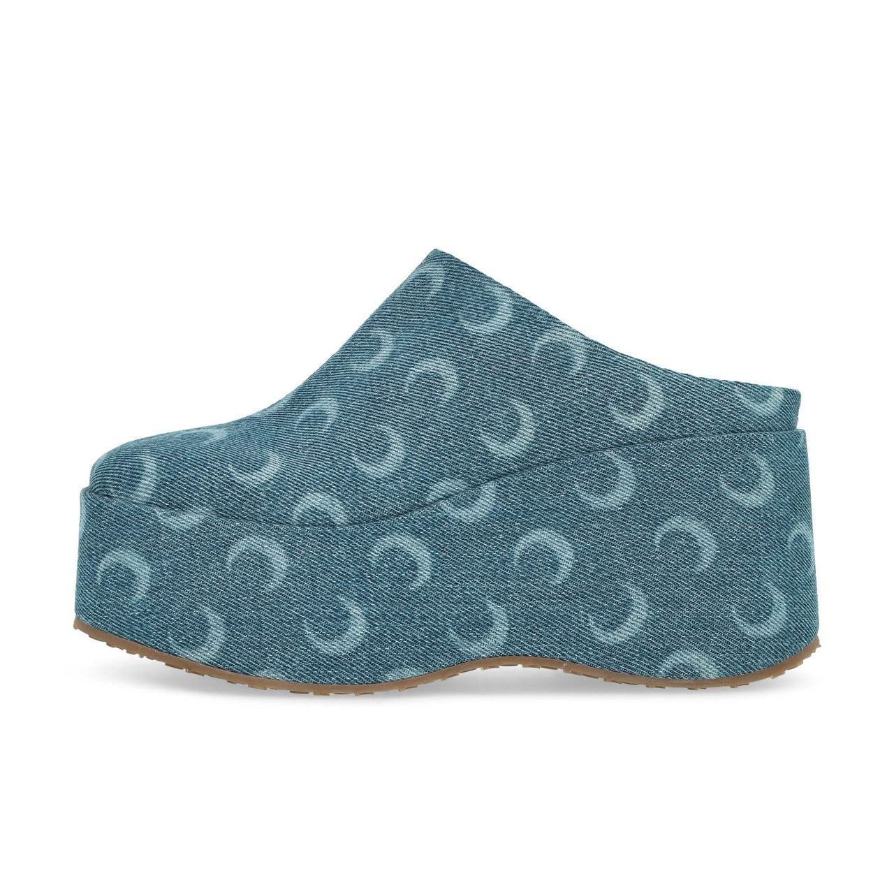Marine Serre Moon Laser Denim MS Clog Blue Slides Detail view 1 | Gate