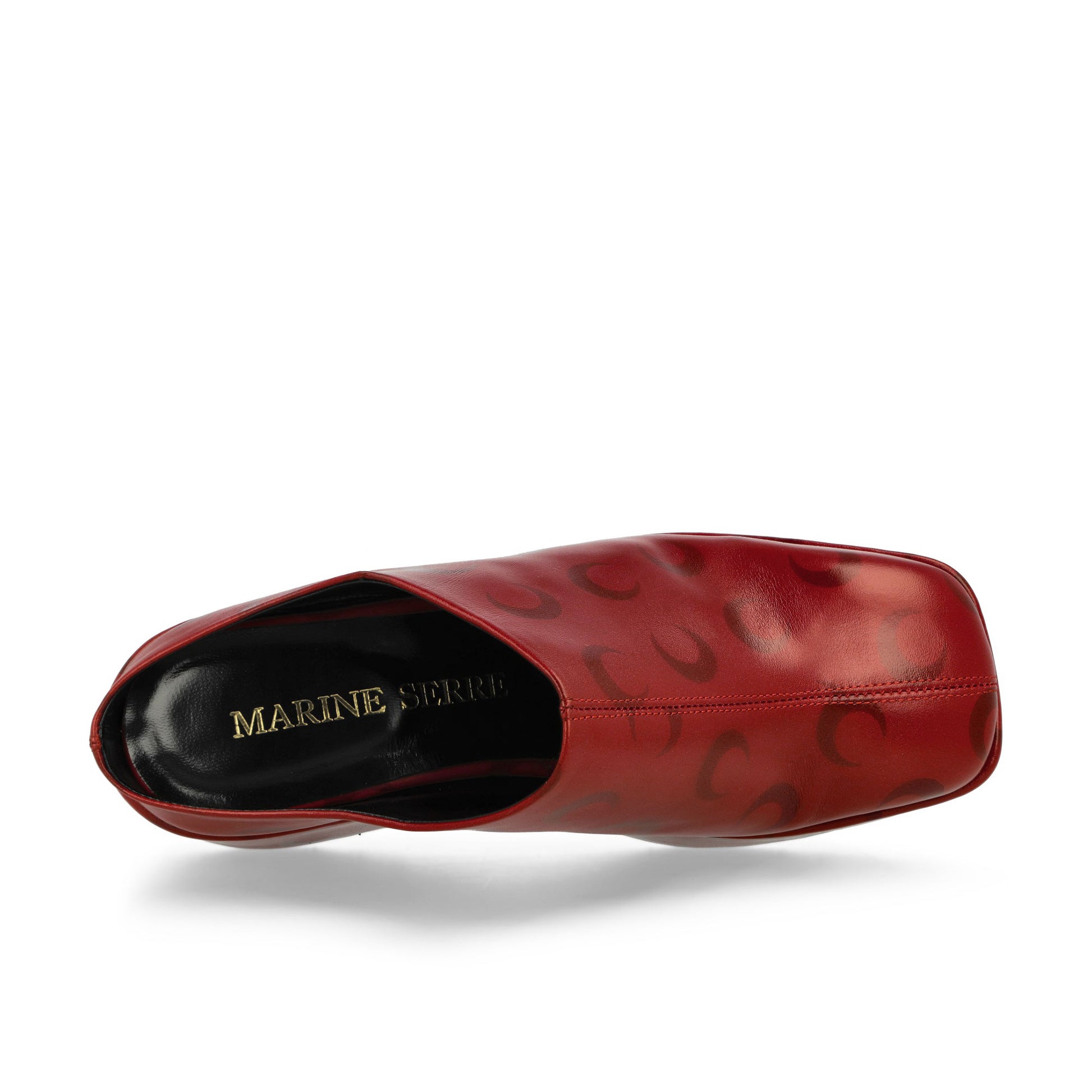 Marine Serre Moon Airbrushed Leather MS Clog Red Slides Detail view 5 | Gate