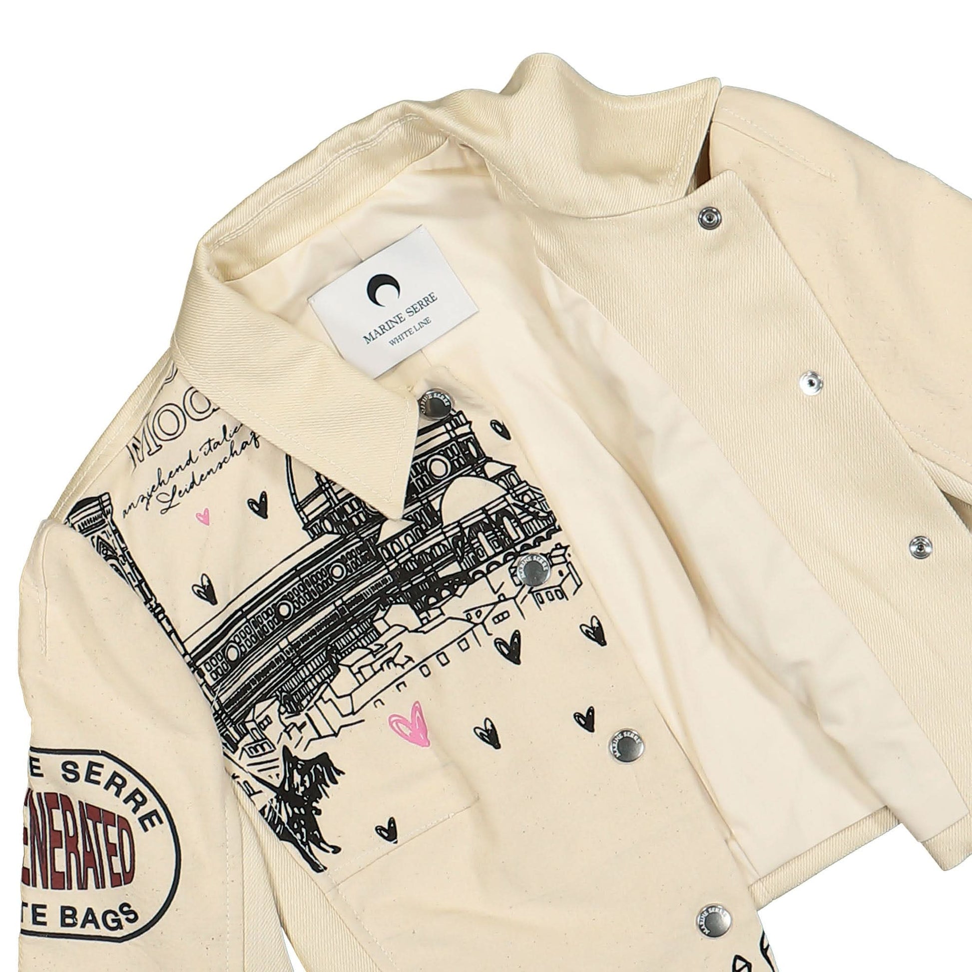 Marine Serre Regenerated Tote Bags Tailoring Jacket Beige Detail view 4 | Gate