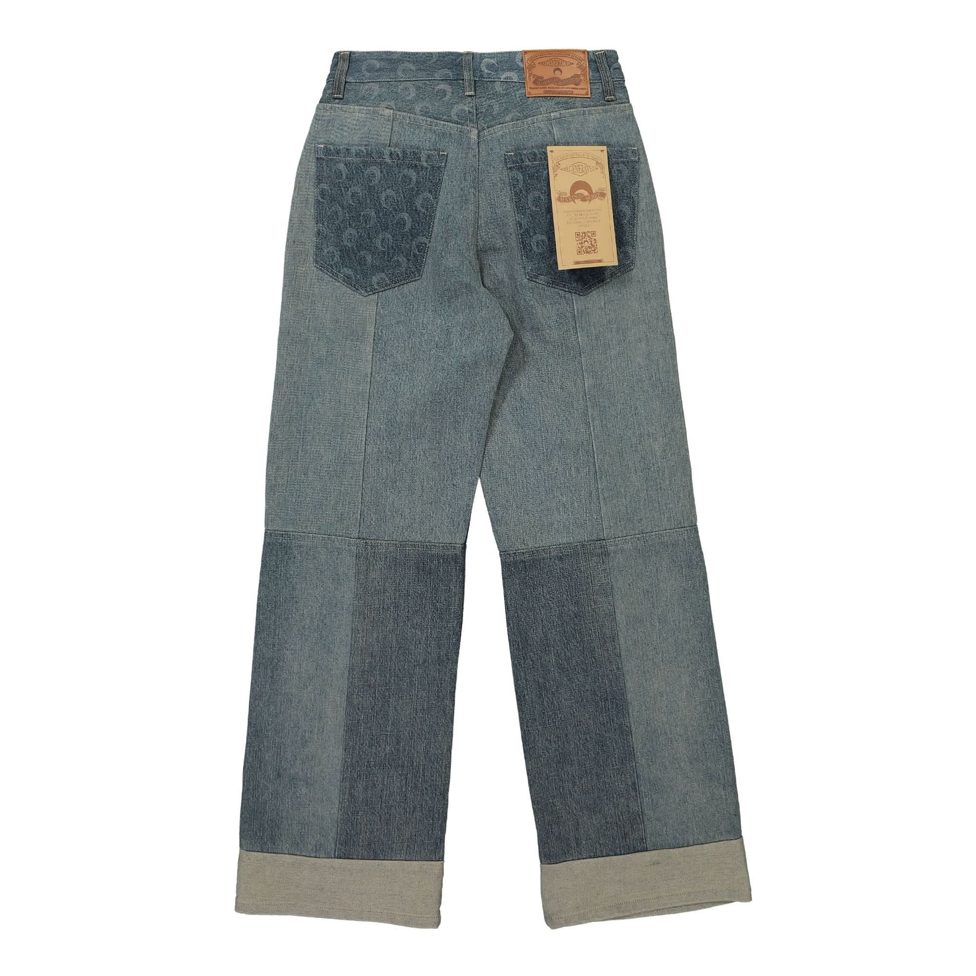 Marine Serre Regenerated Denim Wide Leg Pants Grey Detail view 3 | Gate