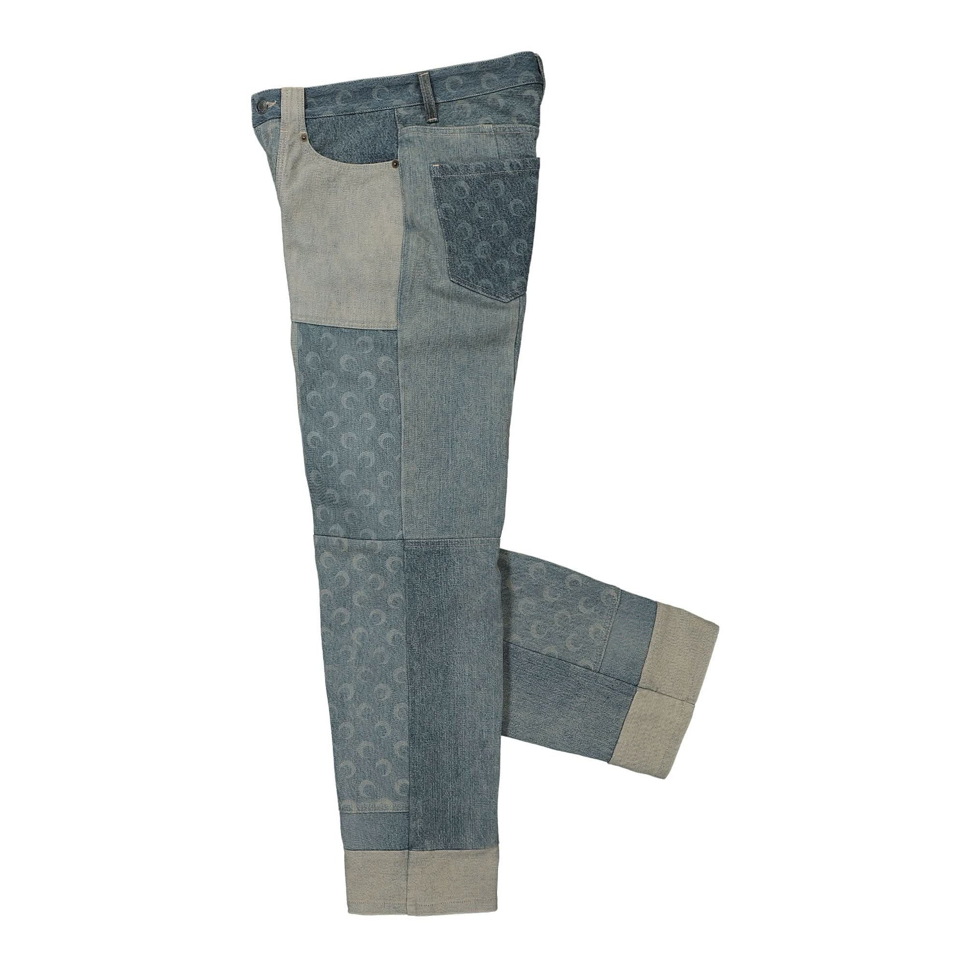 Marine Serre Regenerated Denim Wide Leg Pants Grey Detail view 4 | Gate