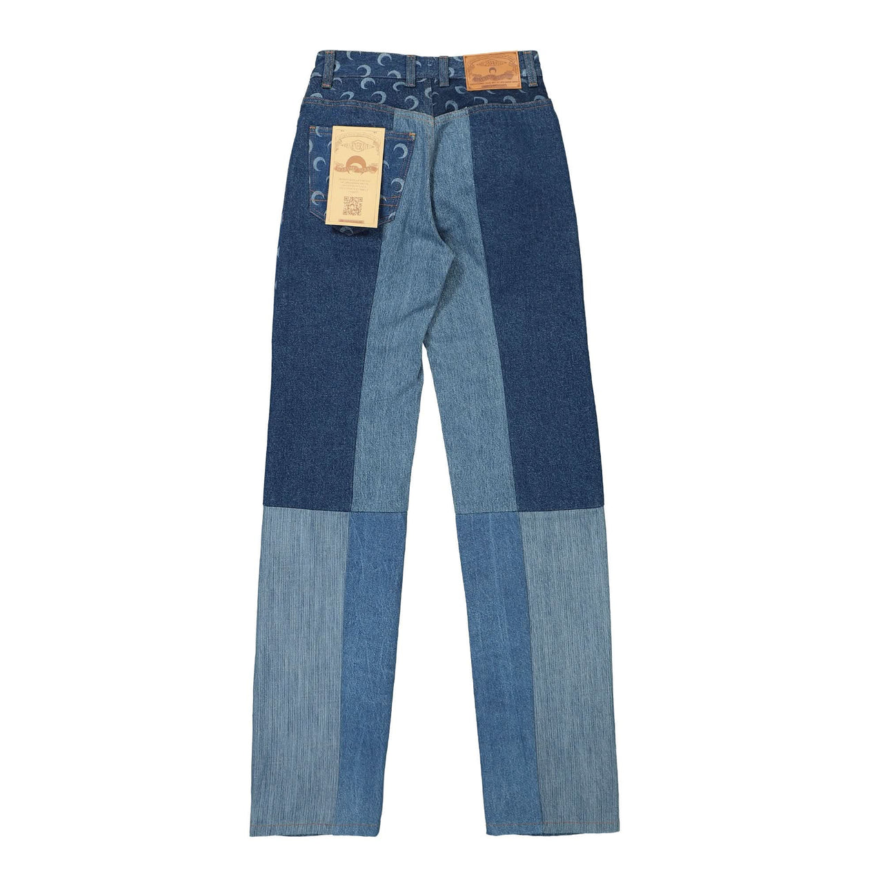 Marine Serre Regenerated Denim Straight Leg Pants Blue Detail view 1 | Gate