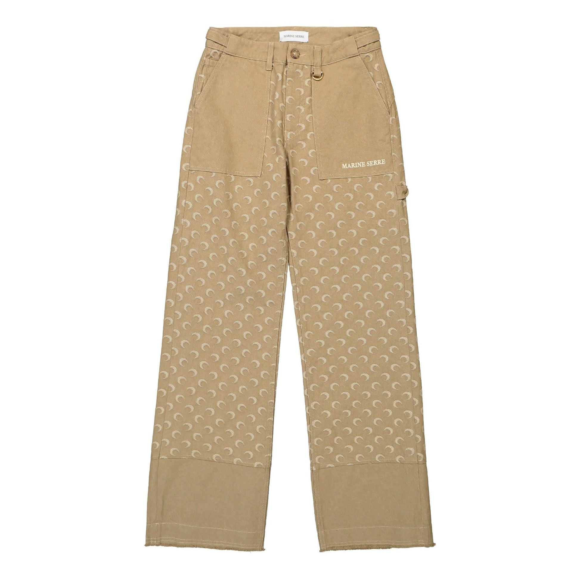 Marine Serre Moon Jacquard Twill Workwear Pants Beige Detail view 1 | Gate