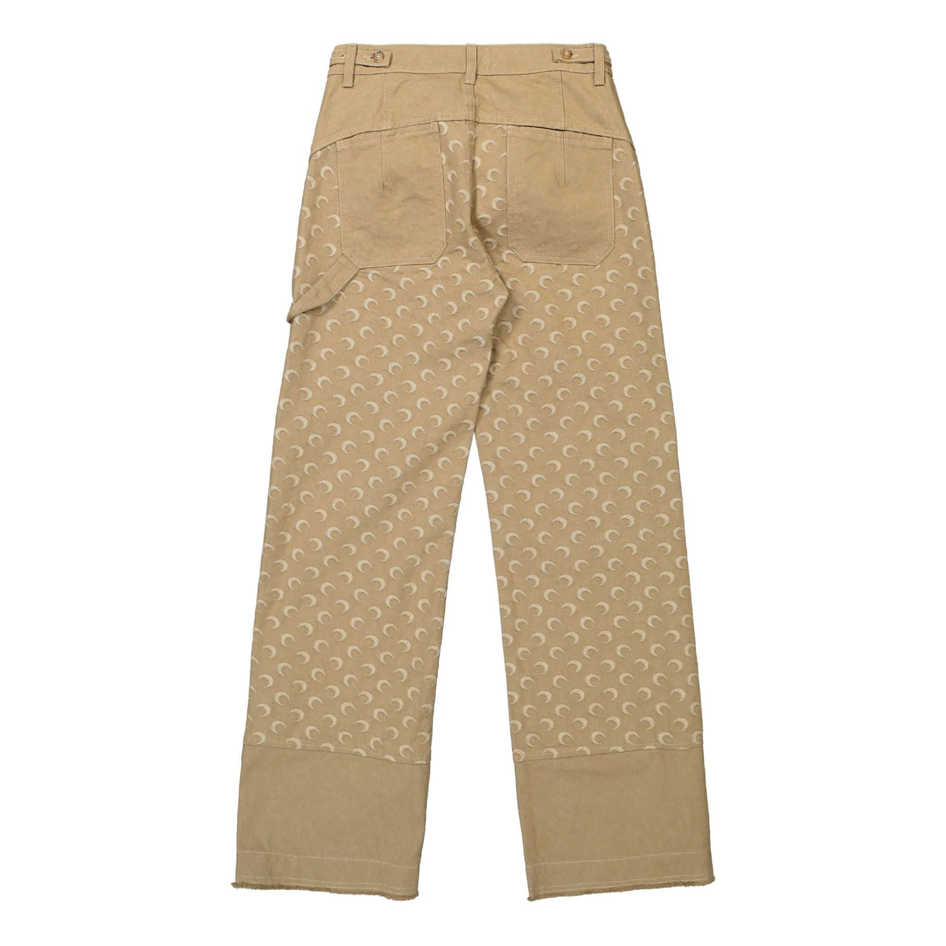 Marine Serre Moon Jacquard Twill Workwear Pants Beige Detail view 2 | Gate