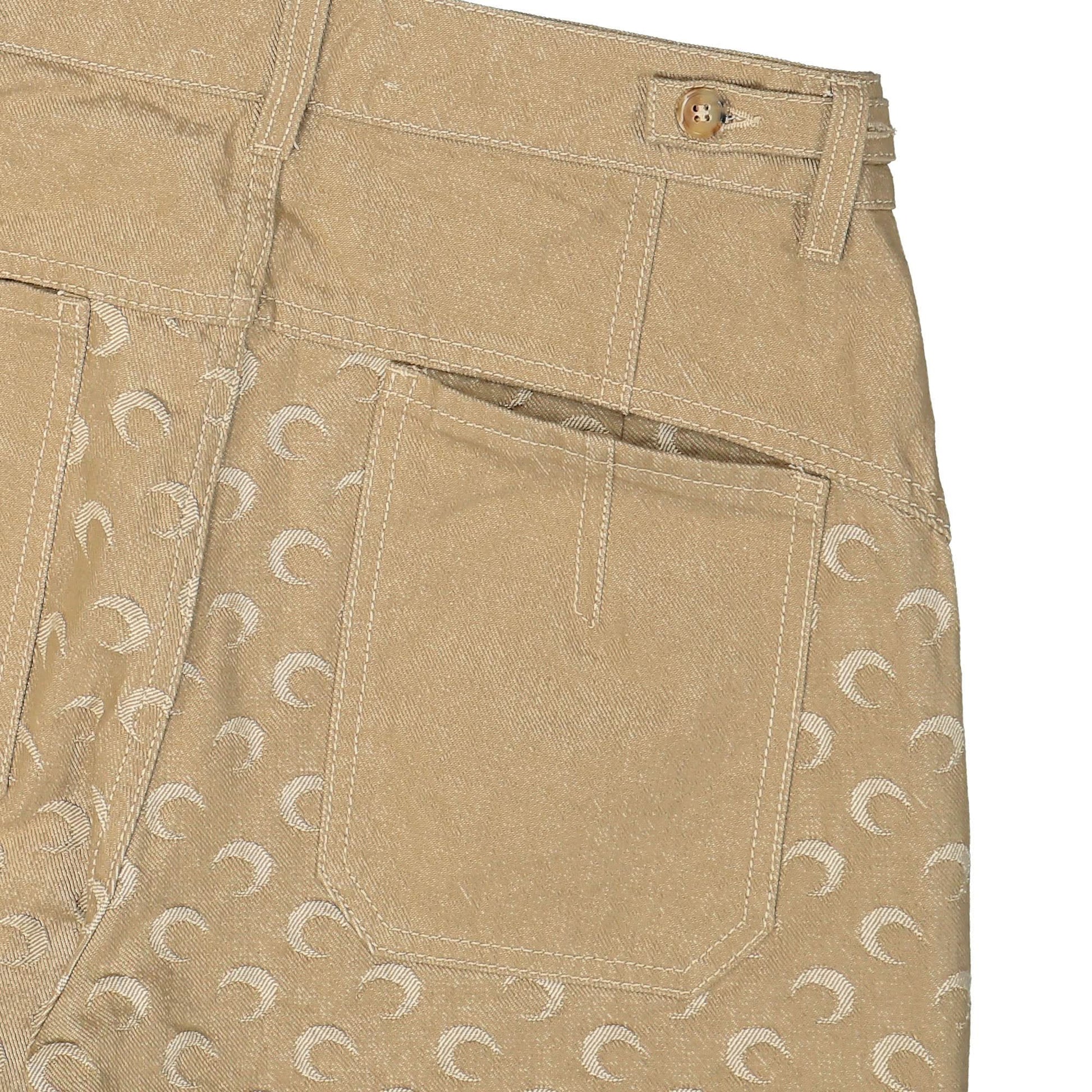 Marine Serre Moon Jacquard Twill Workwear Pants Beige Detail view 5 | Gate