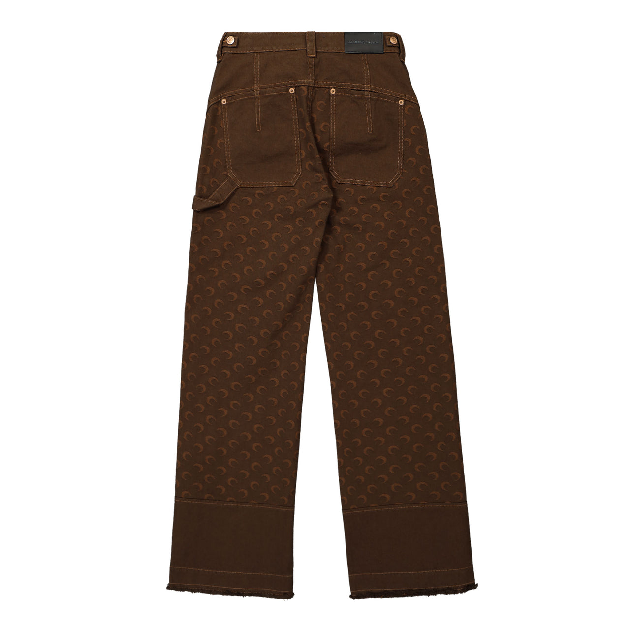 Marine Serre Moon Jacquard Twill Workwear Pants Brown Detail view 1 | Gate