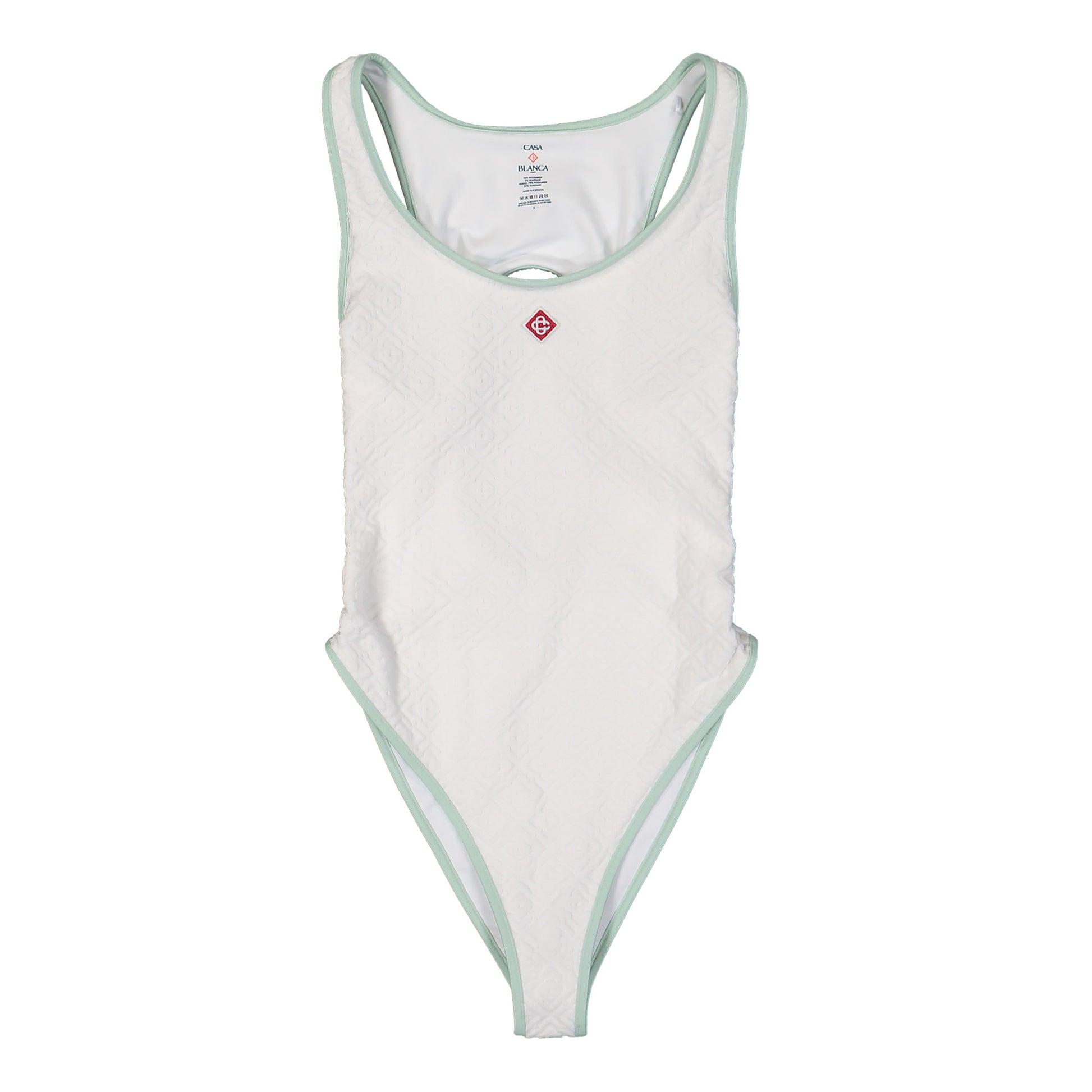 Casablanca Jacquard Monogram Swimsuit White Detail view 1 | Gate