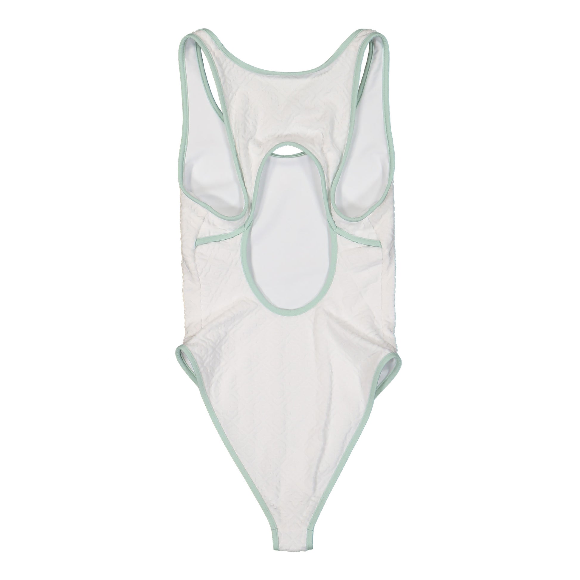 Casablanca Jacquard Monogram Swimsuit White Detail view 2 | Gate