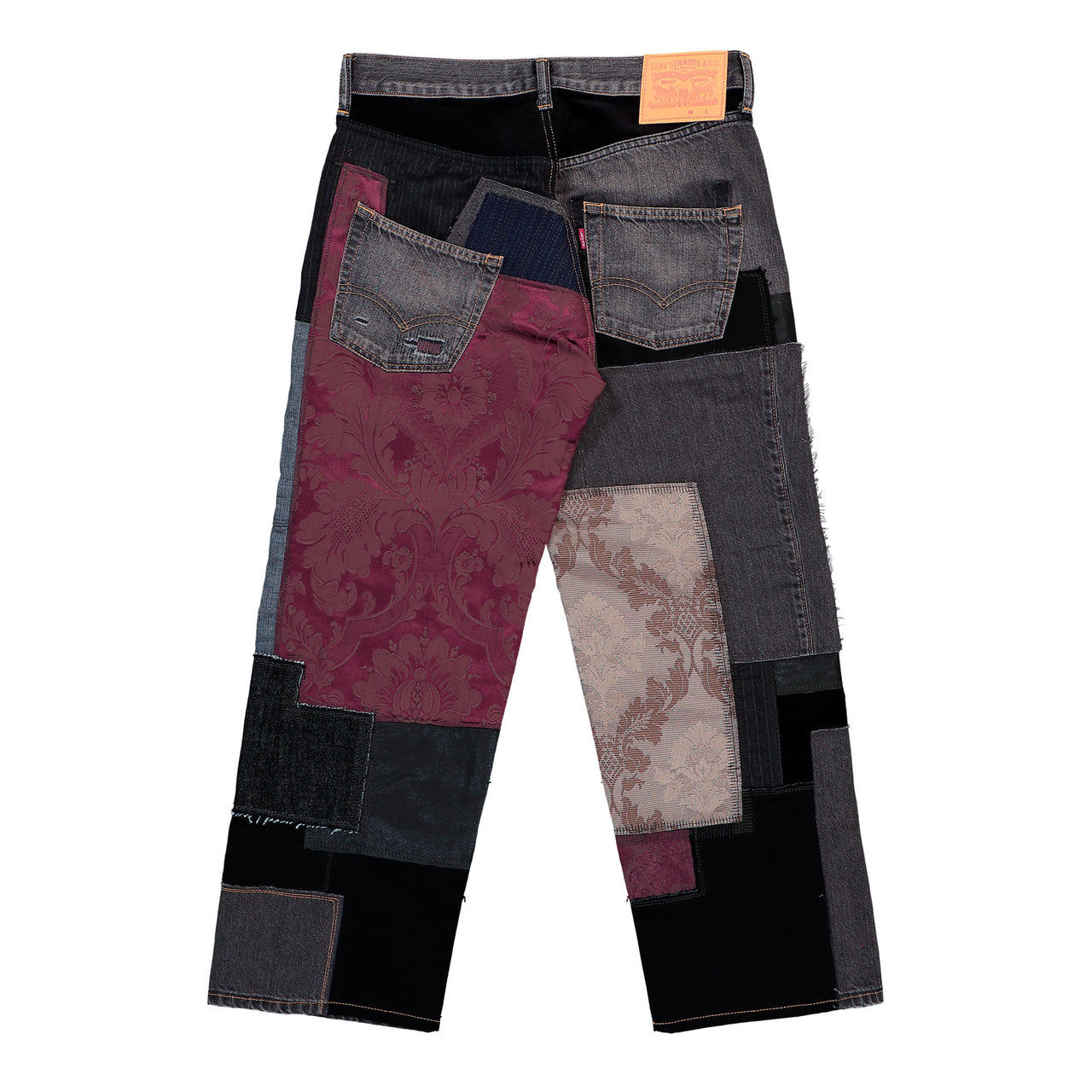 Junya Watanabe MAN Patchwork Jeans Black x Mix Denim Pant WQ-P219-051 Detail View 1 | GATE