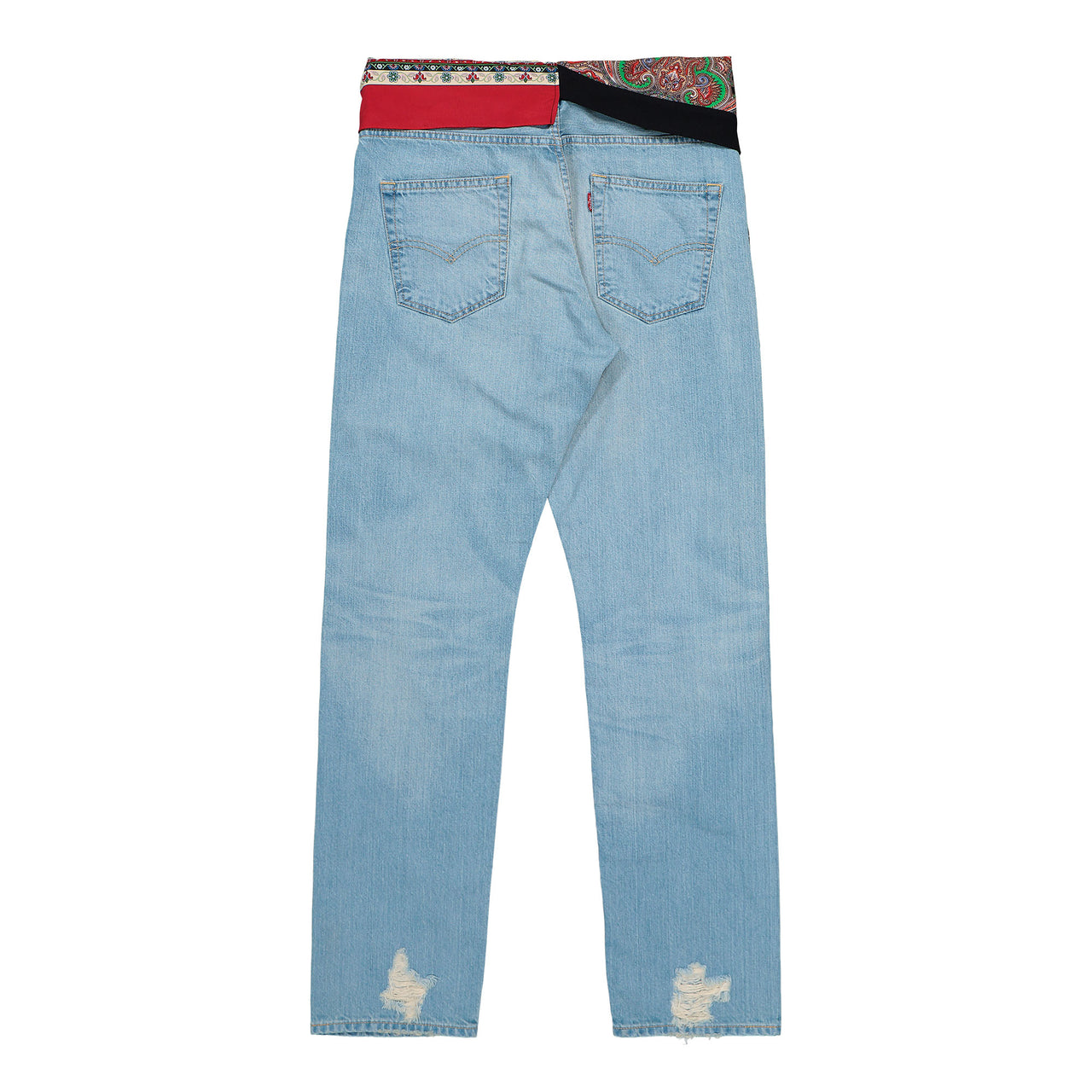 Junya Watanabe MAN Bandana Jeans Indigo x Black / Red Denim Pant WQ-P208-051 Detail View 1 | GATE