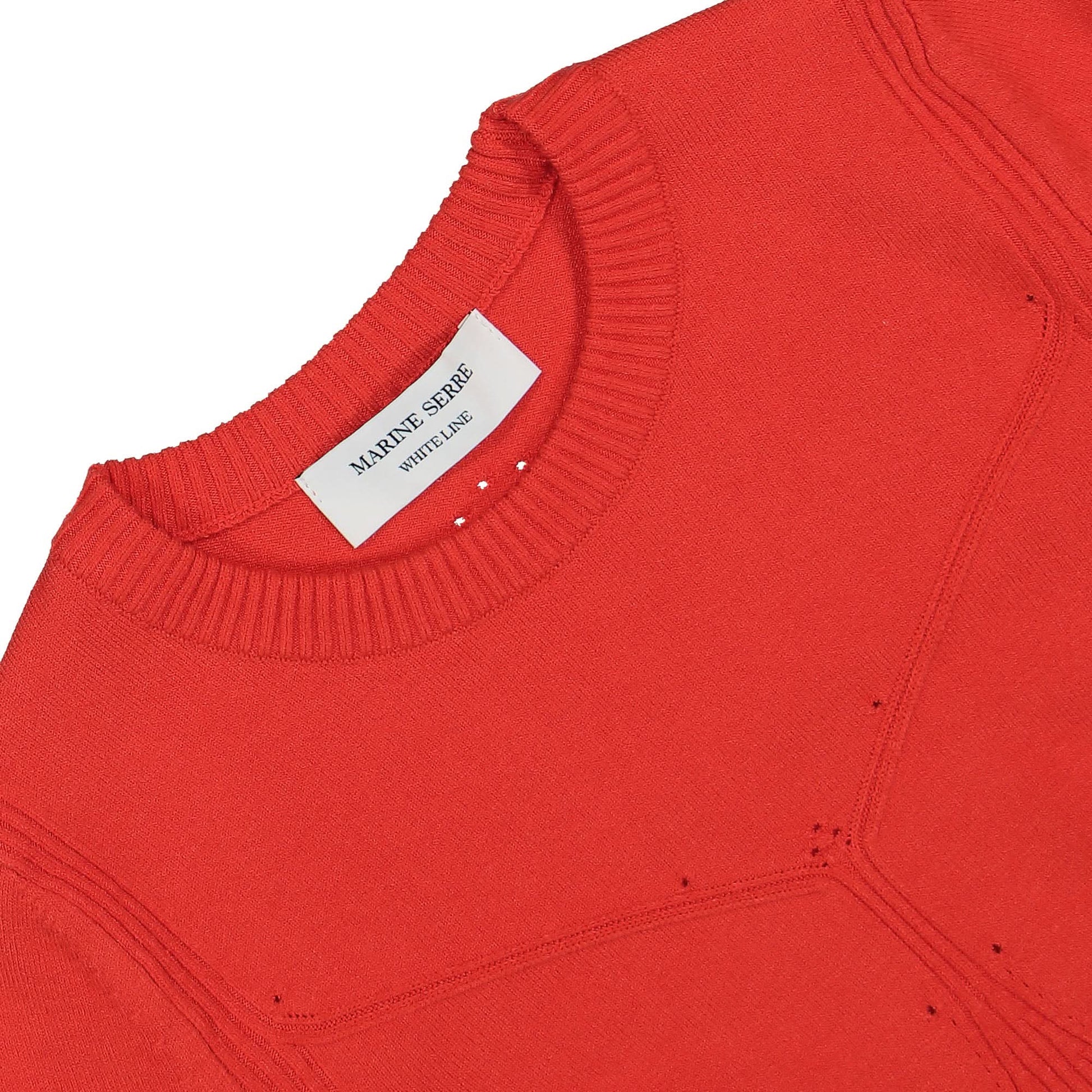 Marine Serre Knit Rib Cropped Pullover Red Detail view 3 | Gate