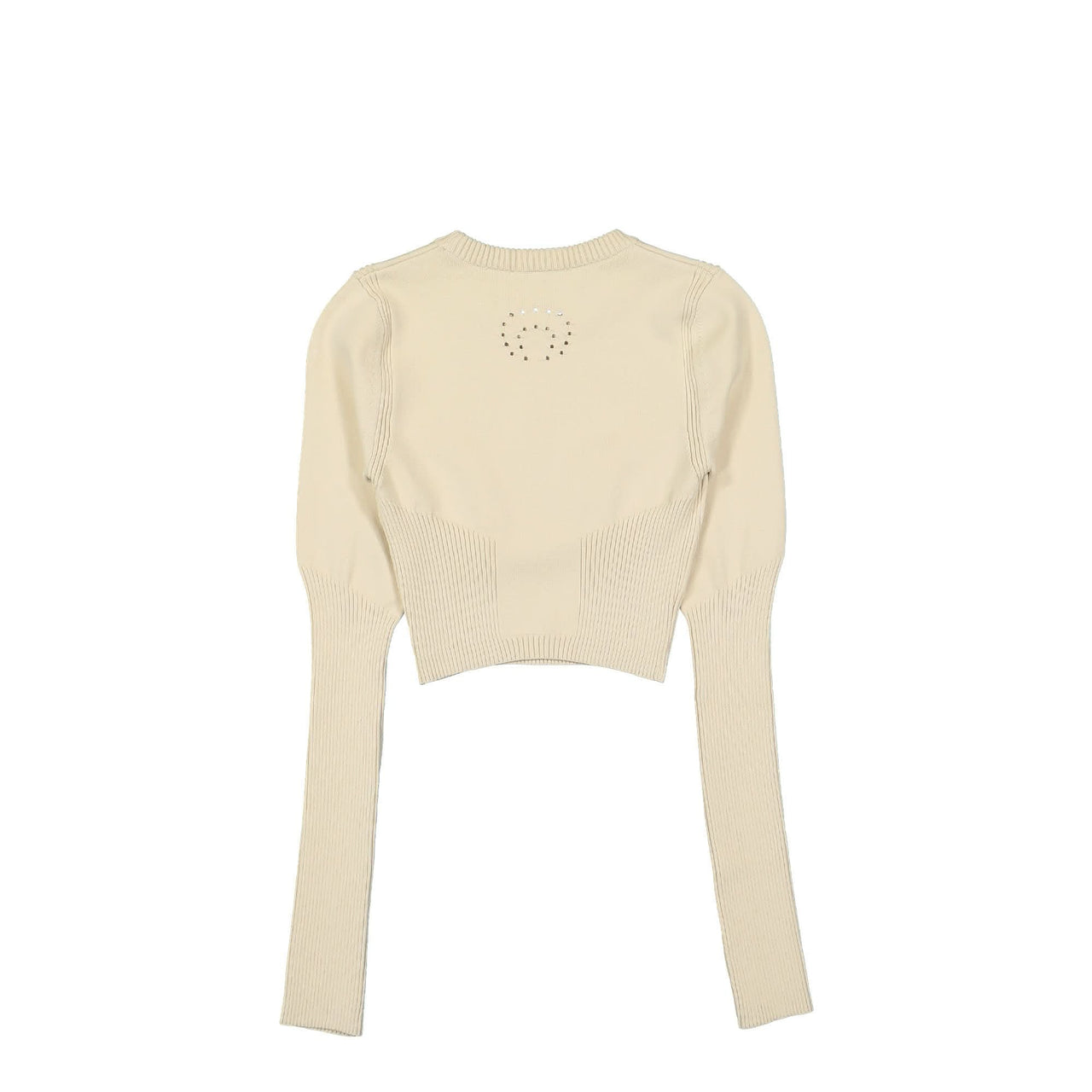 Marine Serre Rib Knit Cropped Top Beige Detail view 1 | Gate