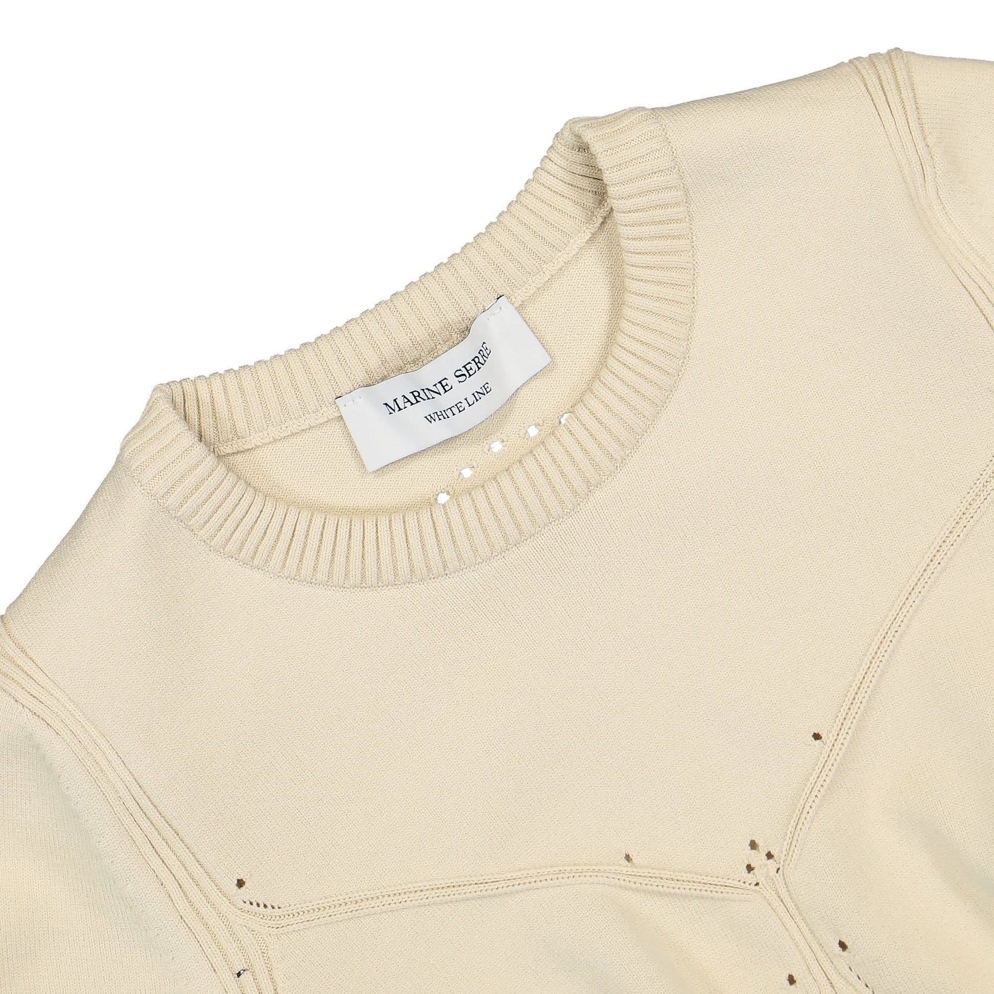Marine Serre Rib Knit Cropped Top Beige Detail view 3 | Gate