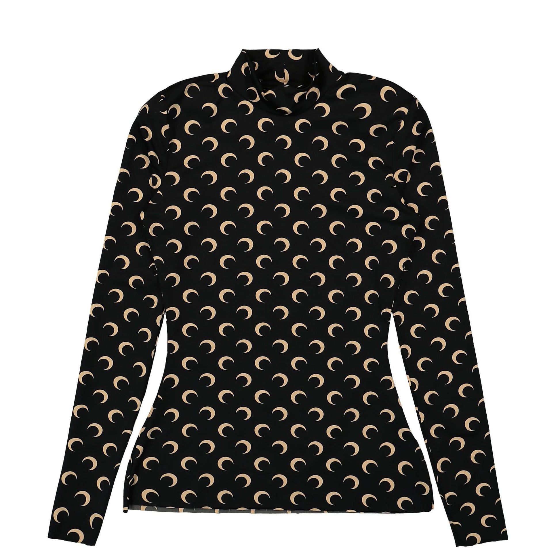 Marine Serre Regenerated AOM Jersey High Neck Second Skin Black Detail view 1 | Gate