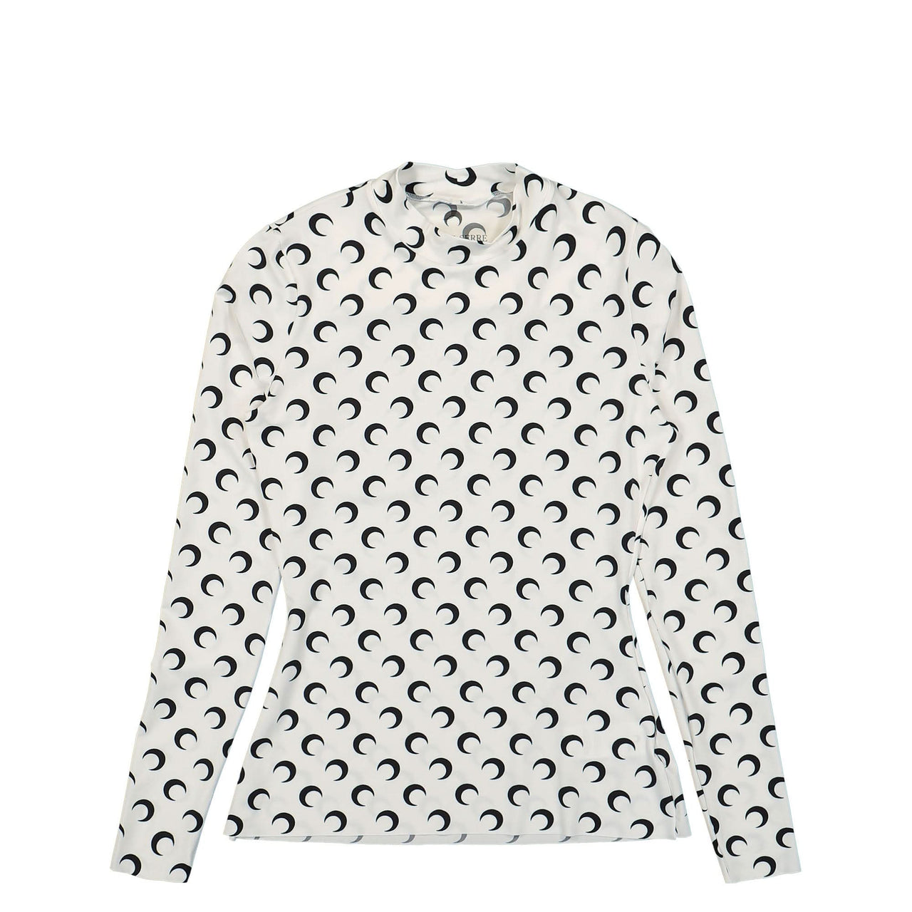 Marine Serre Recycled Moon Jersey SS Highneck Top White Detail view 1 | Gate